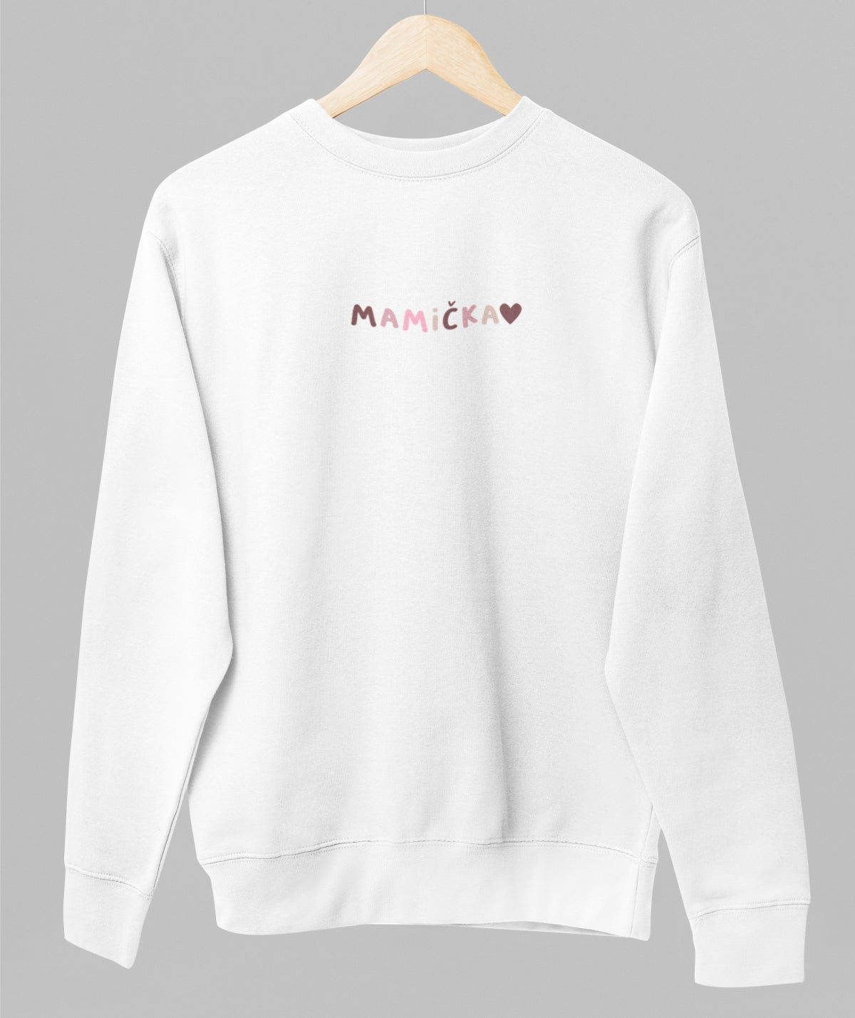 White unisex sweatshirt "Mamička so srdiečkom"