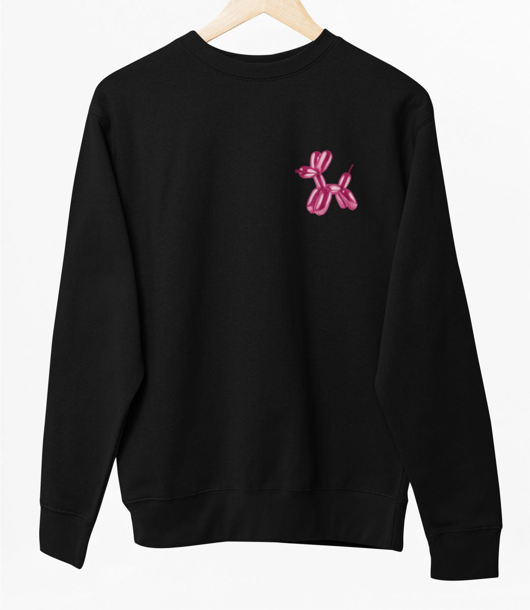 Čierny UNISEX pulóver „Nafúknutý pes“