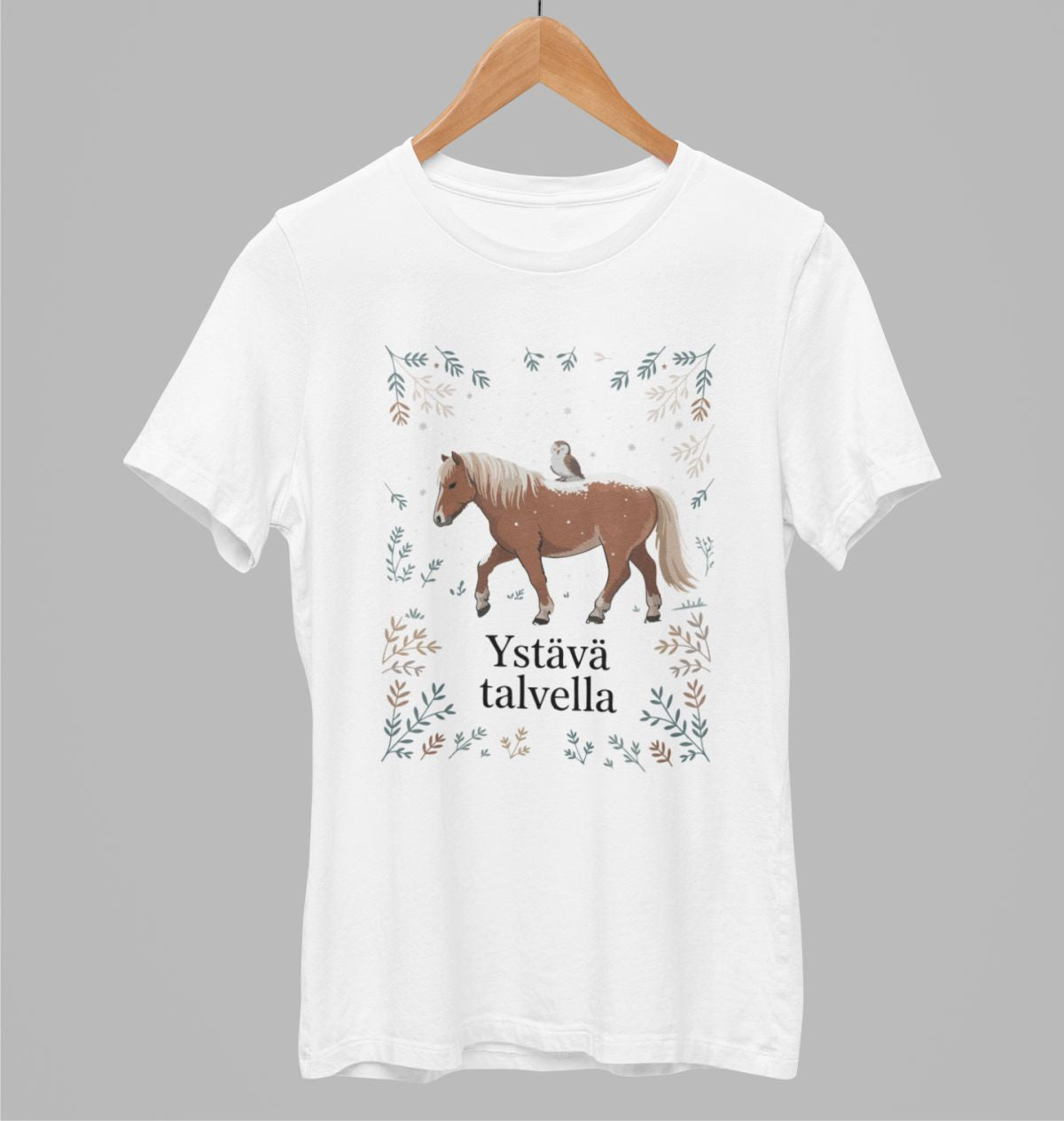 Valkoiset unisex T-paidat "Ystävä talvella"