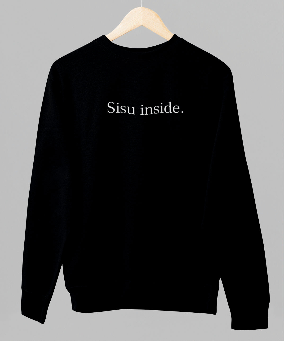 Musta unisex collegepaita "Sisu inside"