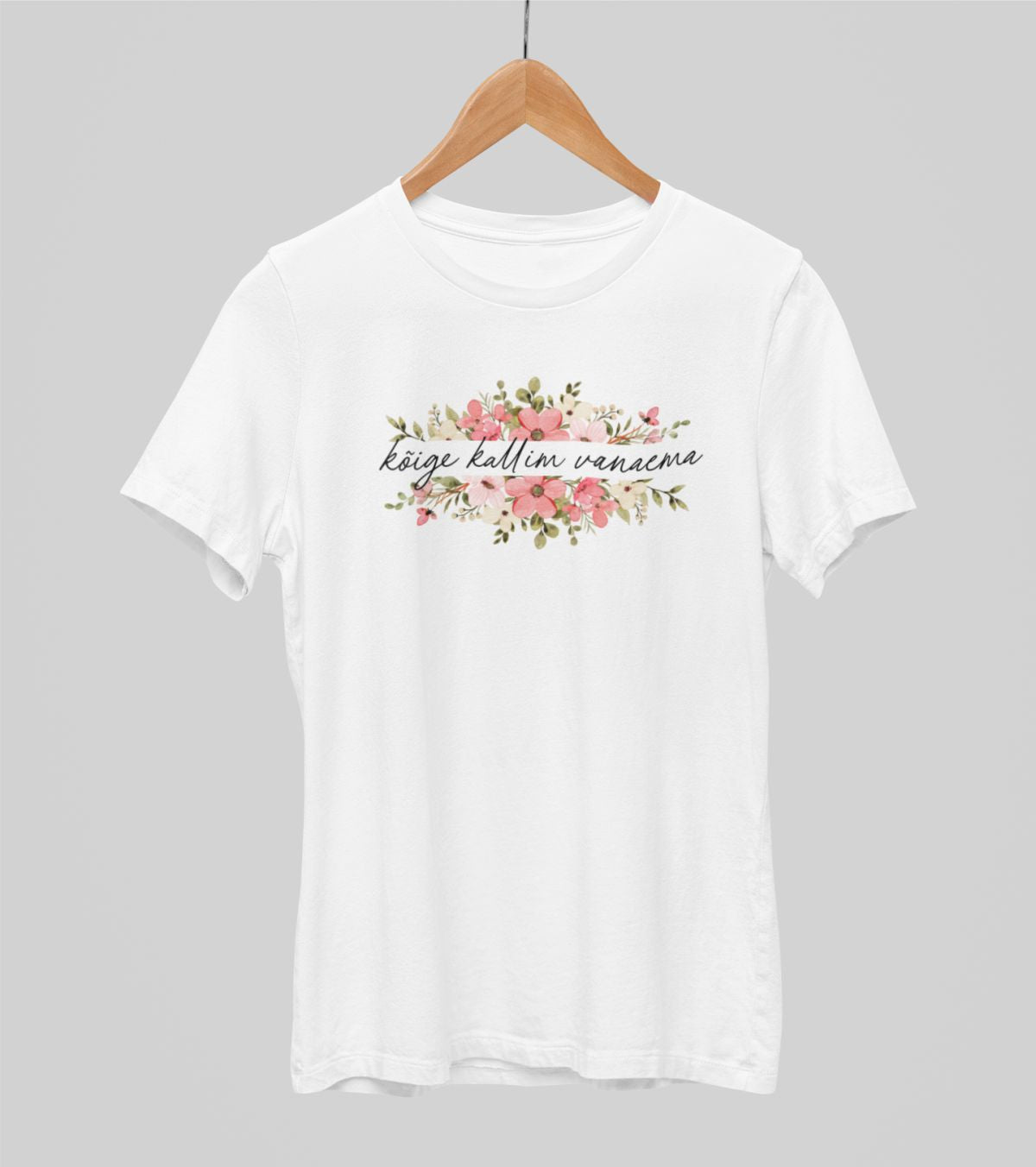 Valged UNISEX T-särgid "Koige kallima vanaema lilled"