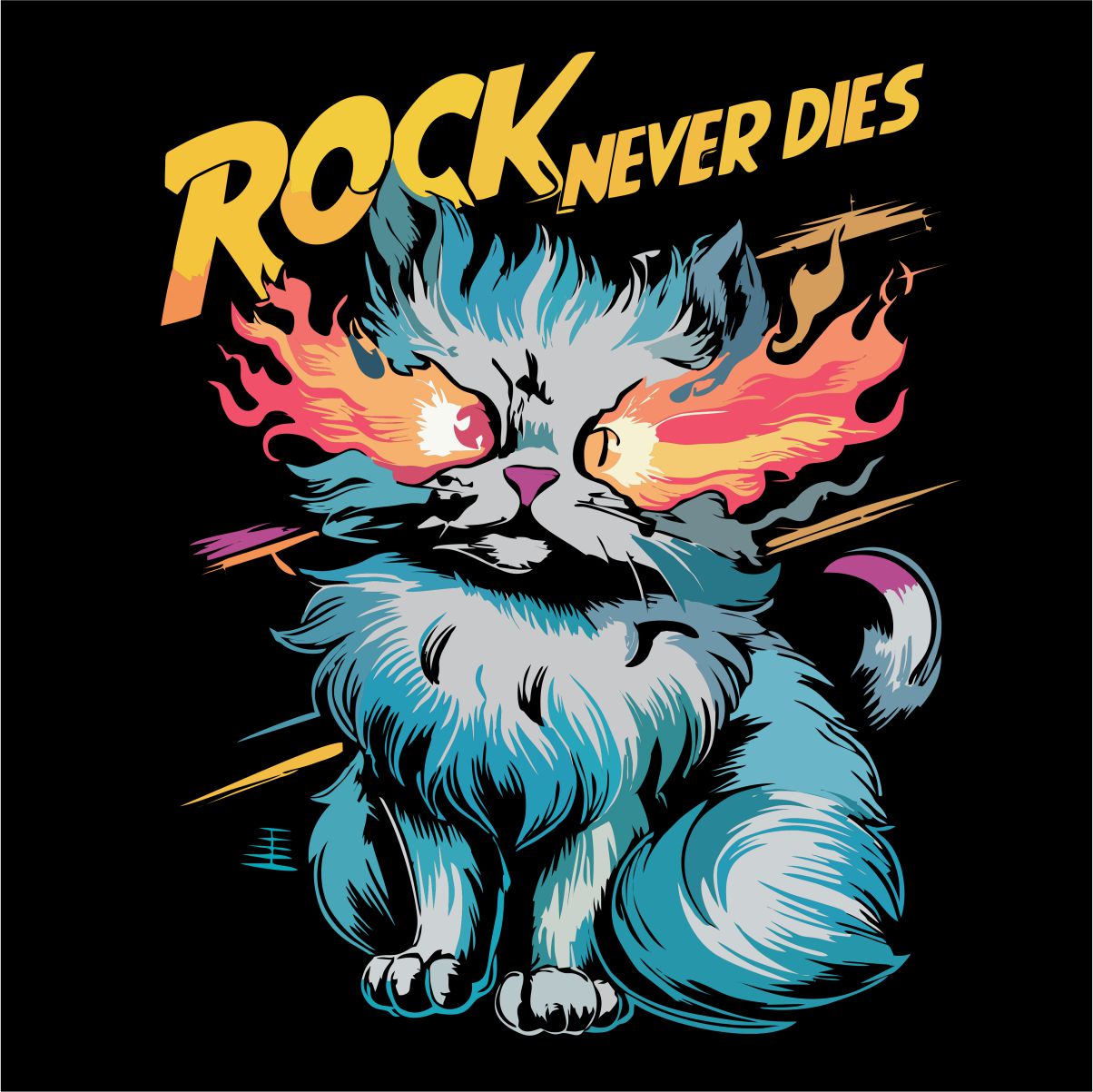 Svart UNISEX T-shirt ”Rock never dies”