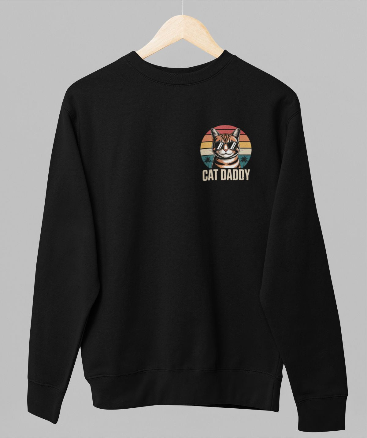 Musta unisex collegepaita "Cat daddy"