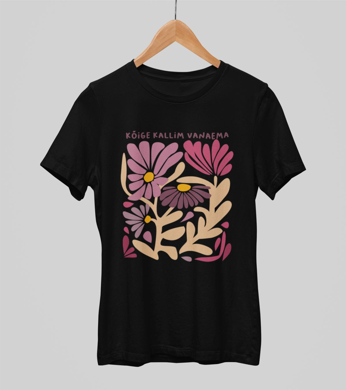 Mustad UNISEX T-särgid "Vanaema lilleaed"