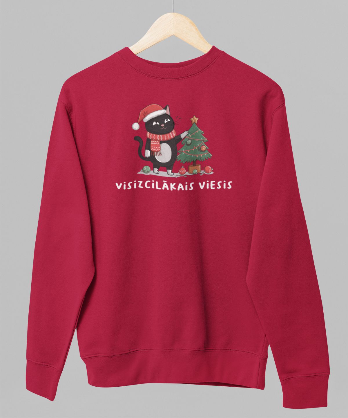 Sarkans UNISEX džemperis bez kapuces "Visizcilākais viesis"