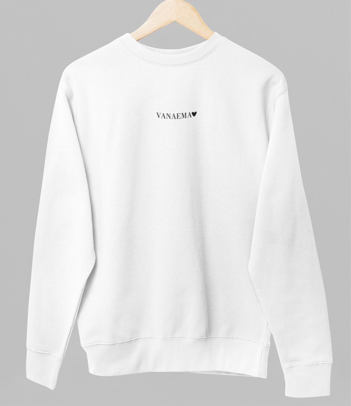 Valge UNISEX dressipluus ilma kapuutsita "Vanaema südamega"