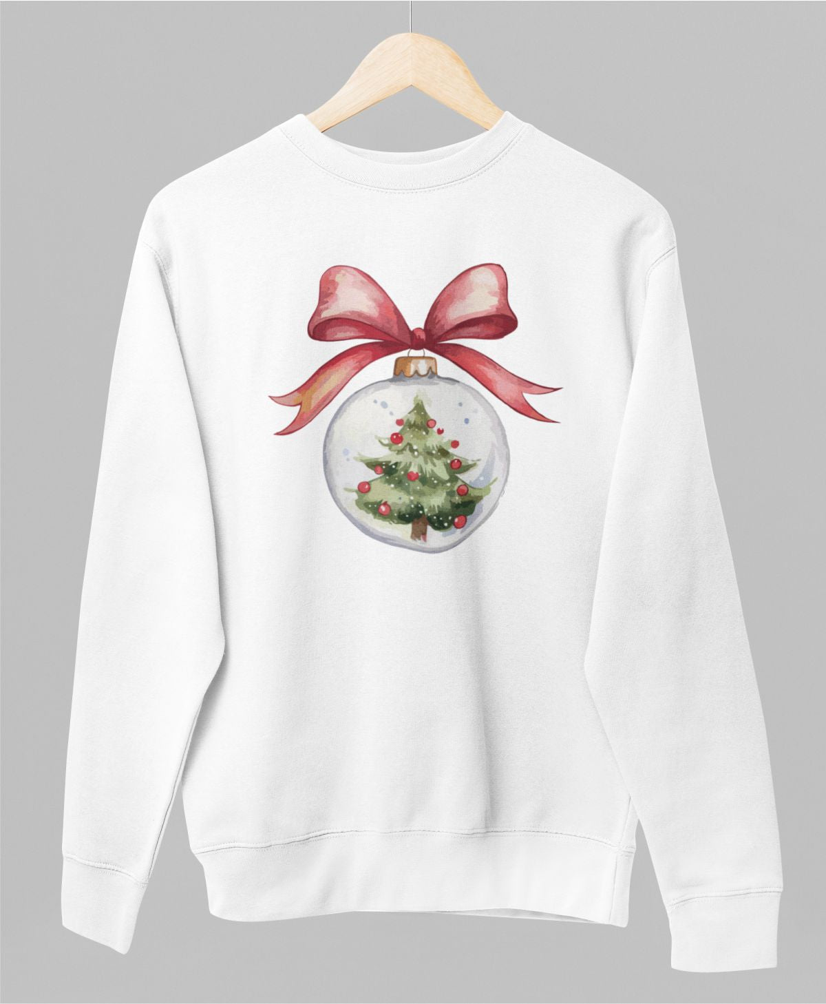 Valge UNISEX pusaer ilma kapuutsita "Jõuluehe"