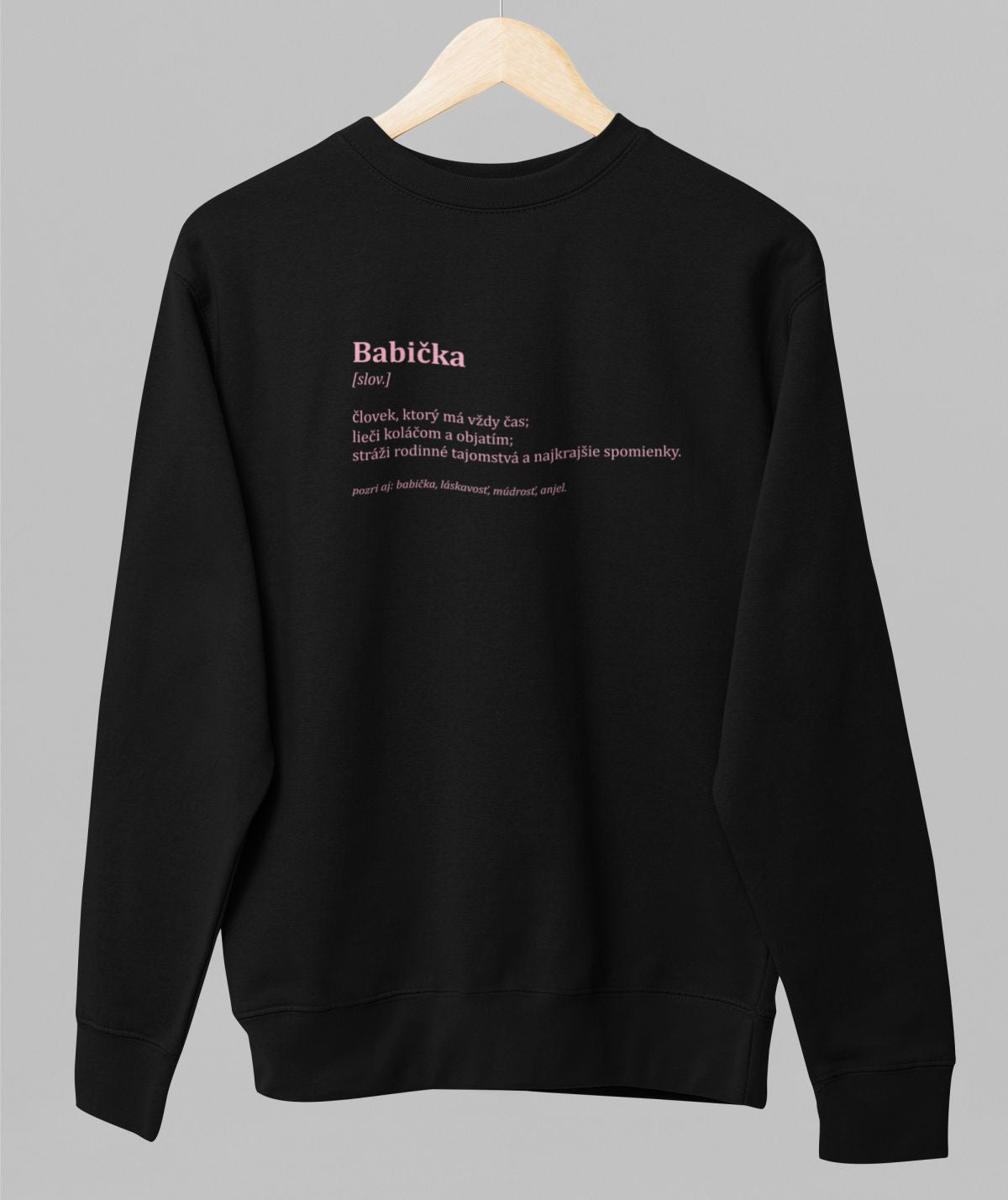 Black unisex sweatshirt "Popis babičky"