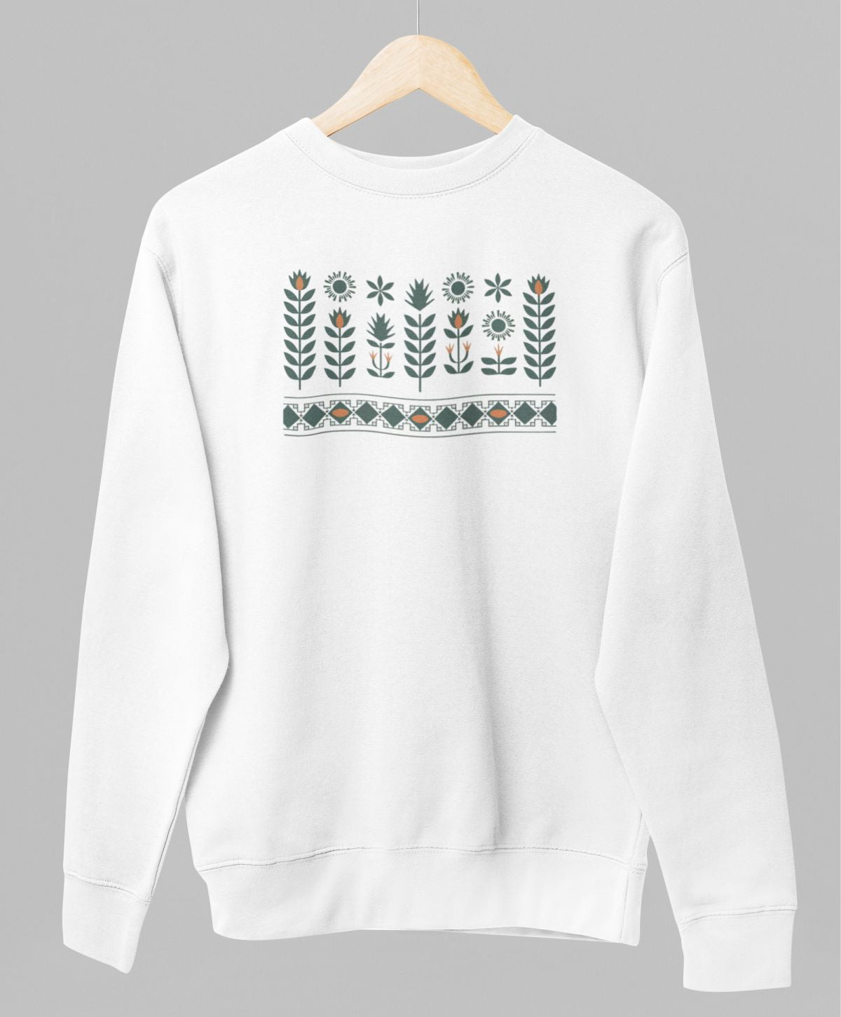 Balts UNISEX džemperis bez kapuces "Tautas saknes"