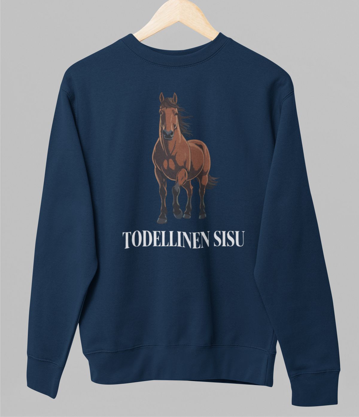 Sininen unisex collegepaita "Todellinen sisu"