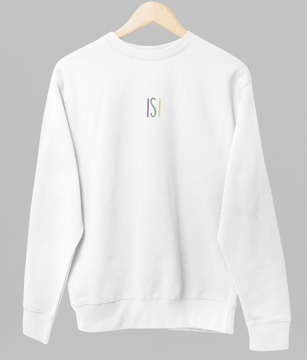 Valkoinen unisex collegepaita "Isi"