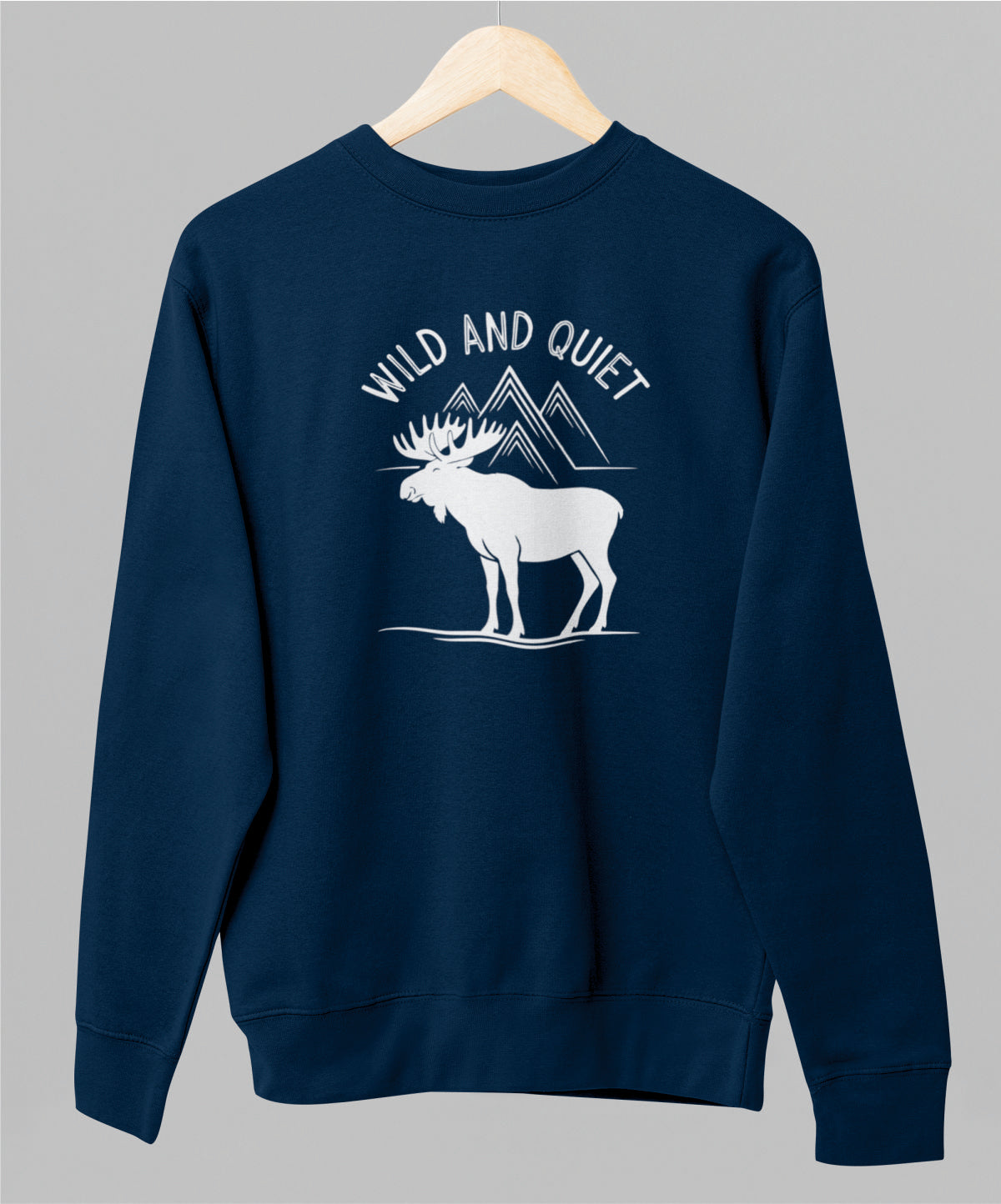 Sininen unisex collegepaita "Wild and quiet"