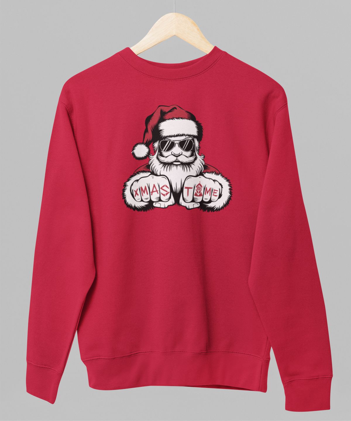 Sarkans UNISEX džemperis bez kapuces "Stilīgais vectēvs"