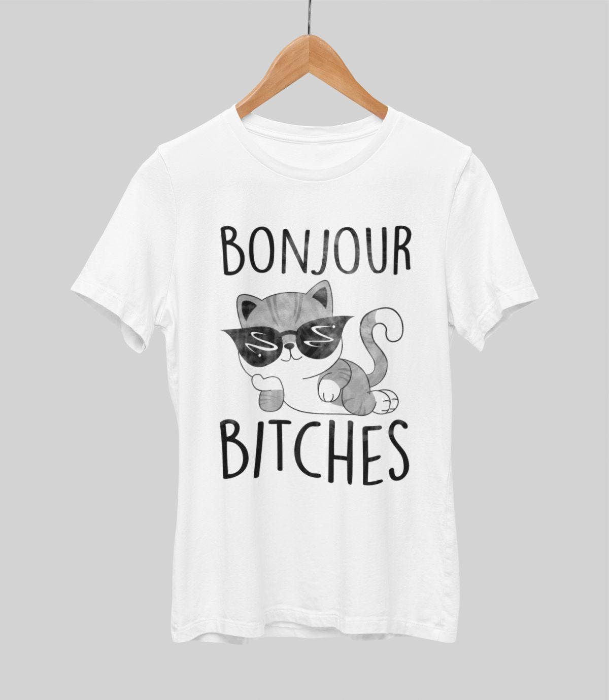 Valged UNISEX T-särgid "Bonjour bitches"