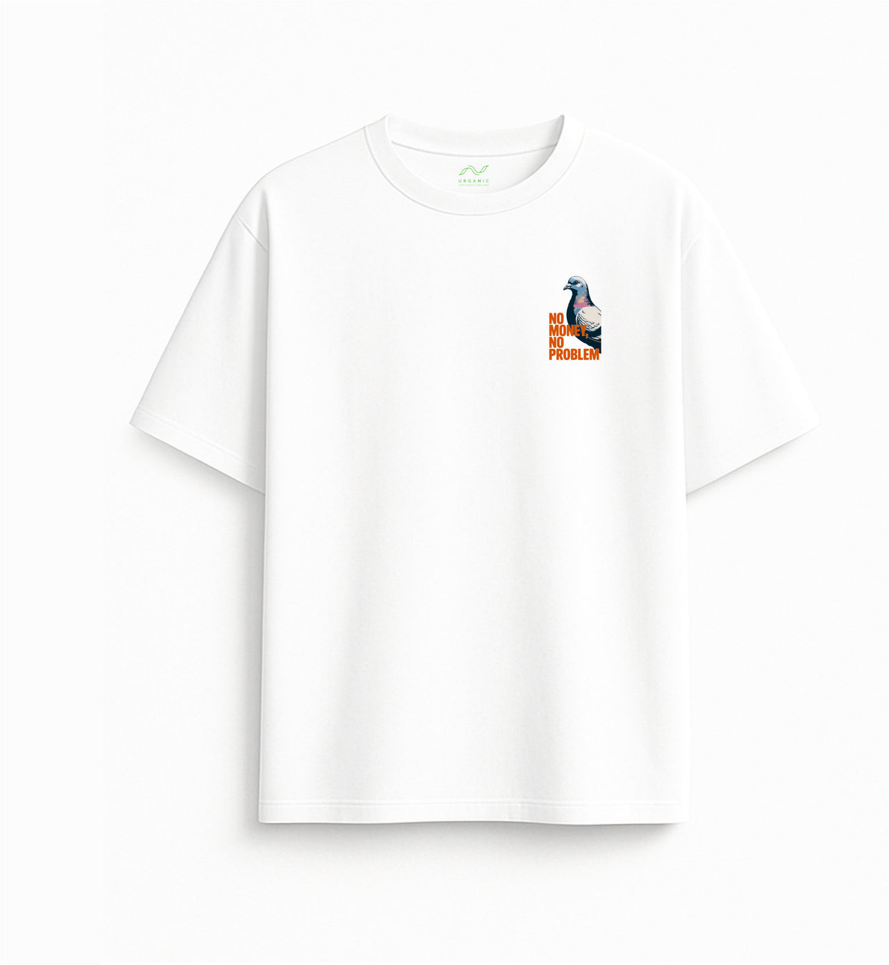 Oversized white T-shirt "No money"