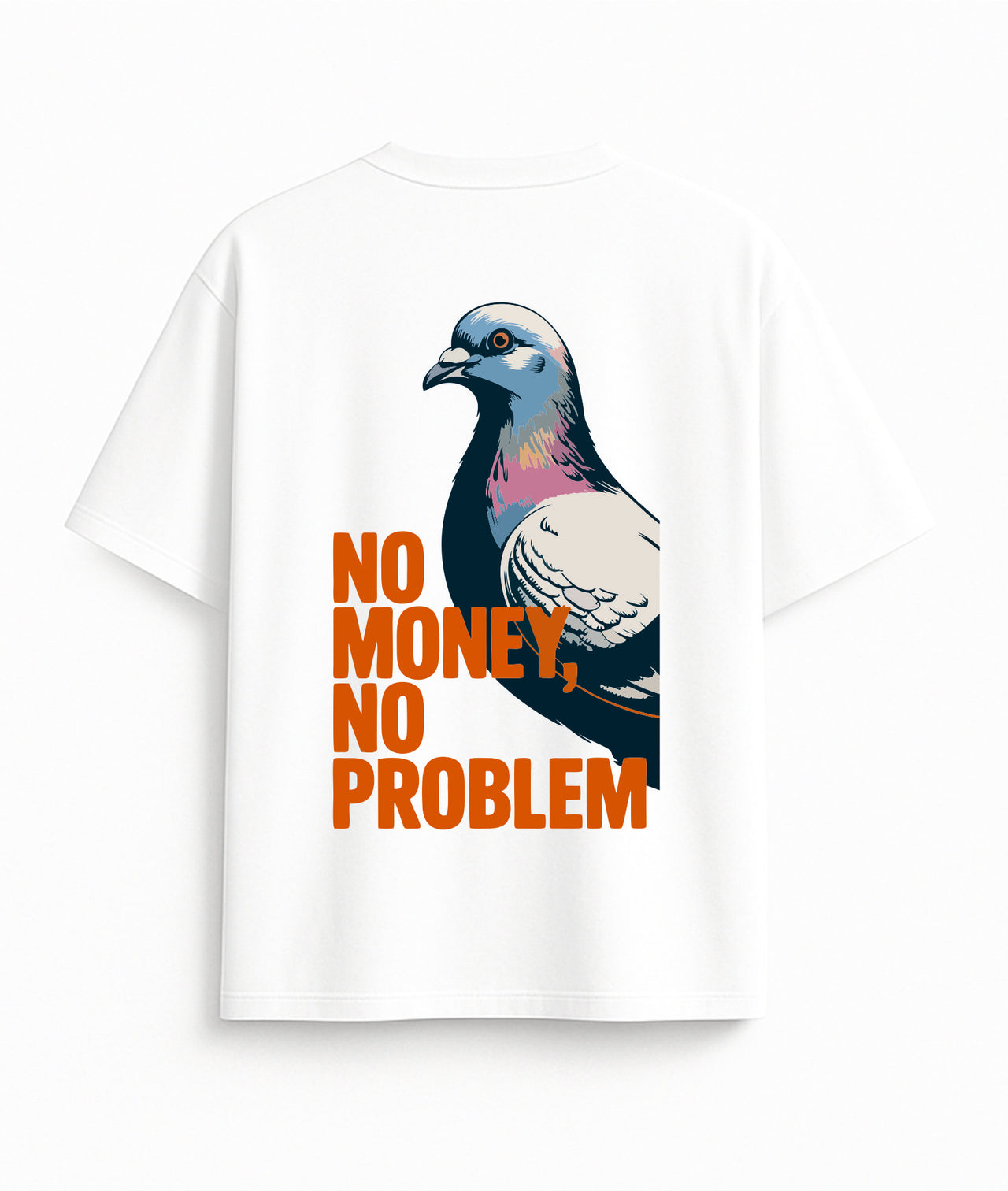 Oversized white T-shirt "No money"