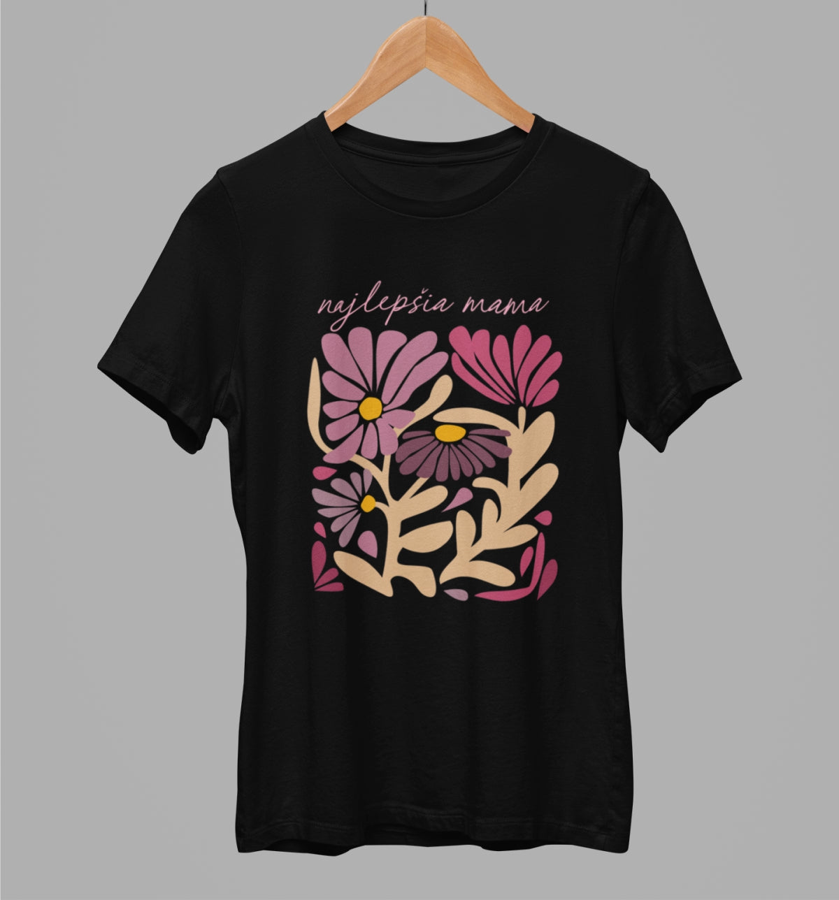 Black unisex t-shirt "Mamin kvetinový záhon"