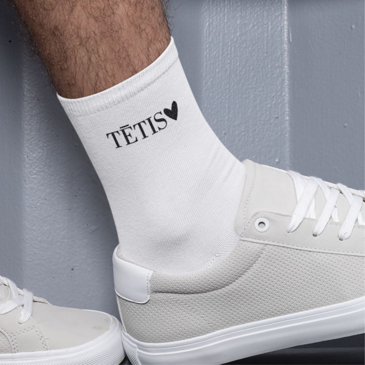 Baltas zeķes "Tētis ar sirsniņu"