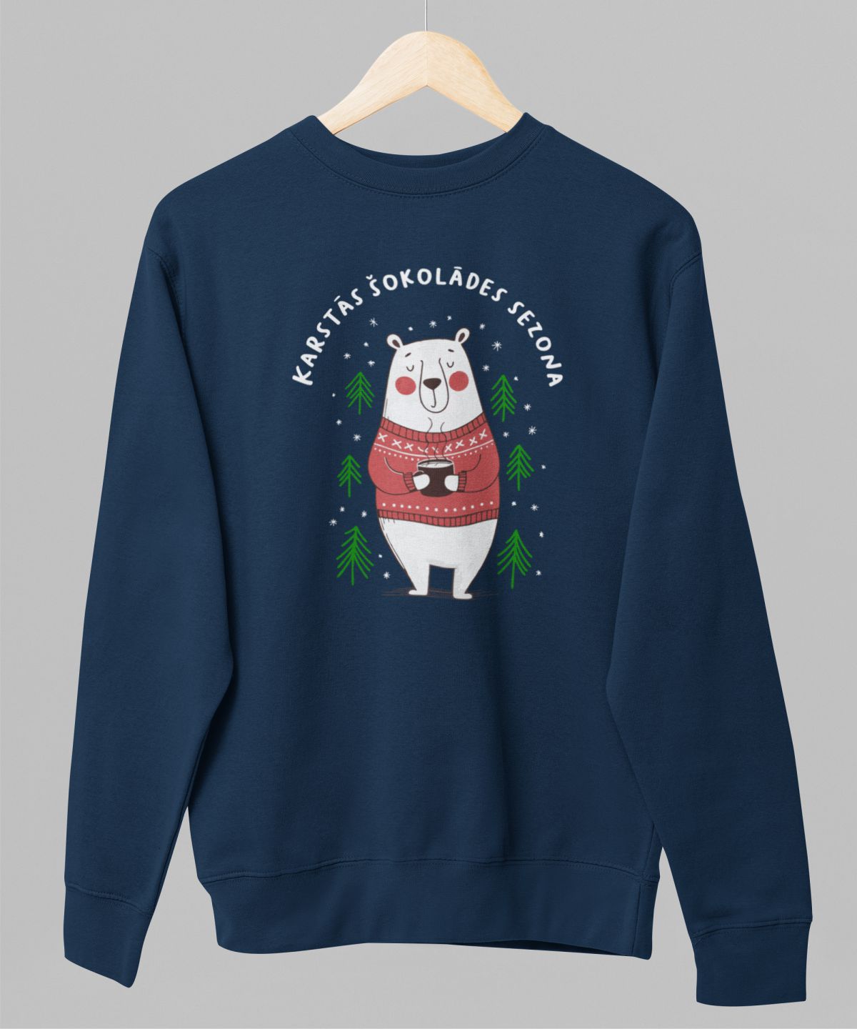 Zils UNISEX džemperis bez kapuces "Karstās šokolādes sezona"