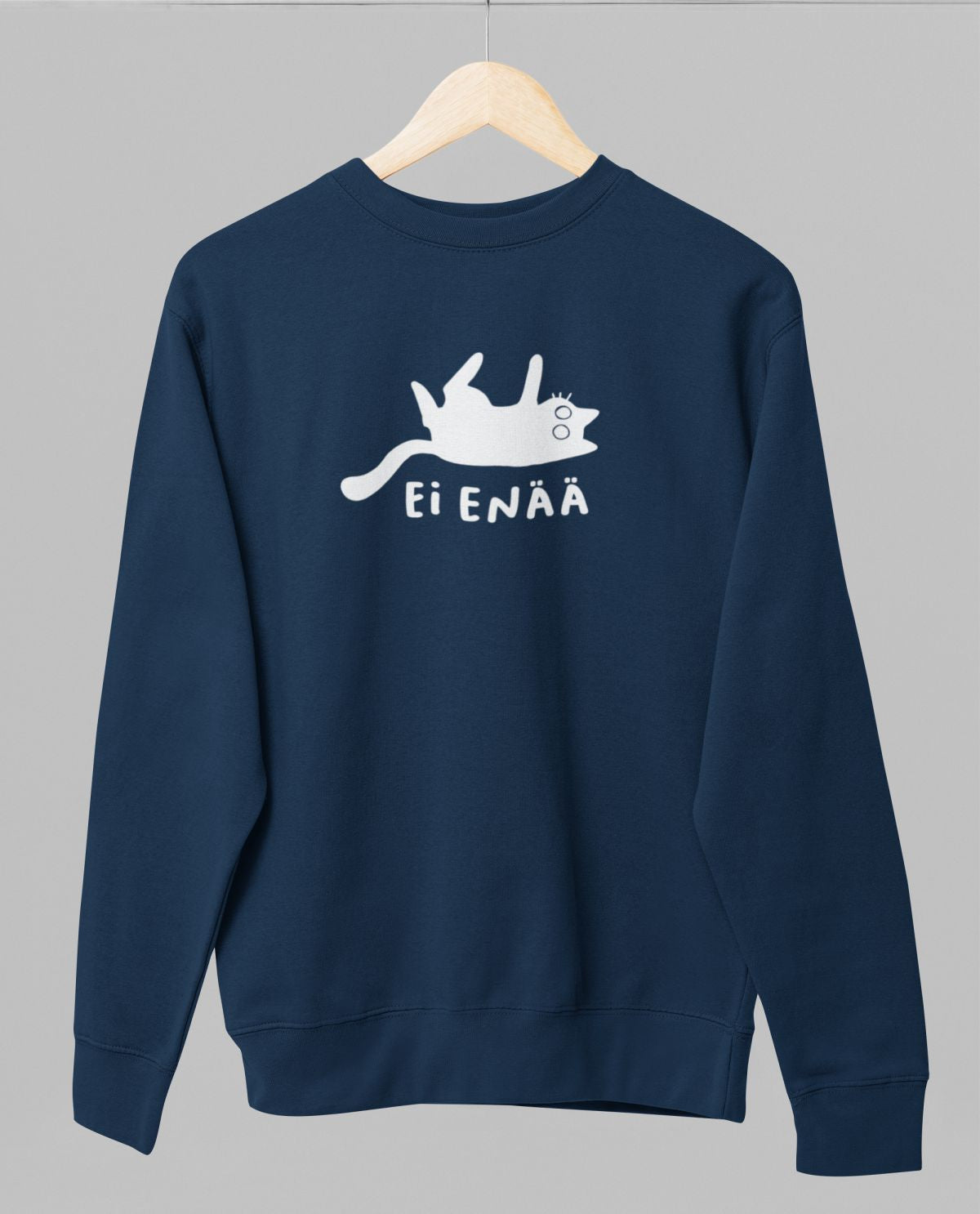 Sininen unisex collegepaita "Ei enää"