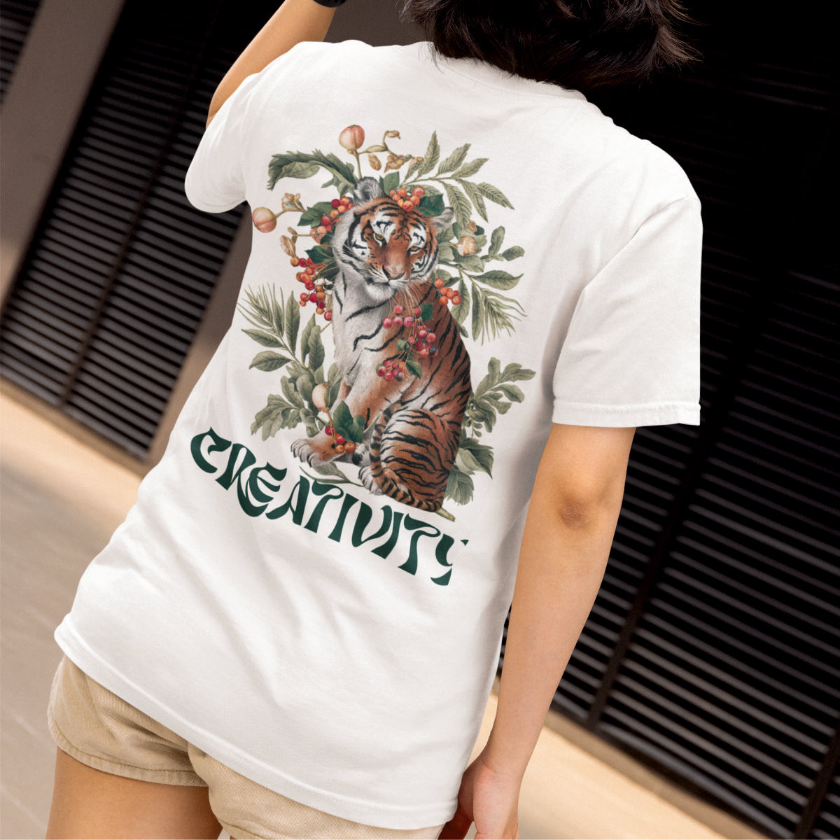 Weiße UNISEX T-Shirts mit Rückenaufdruck "Creativity"