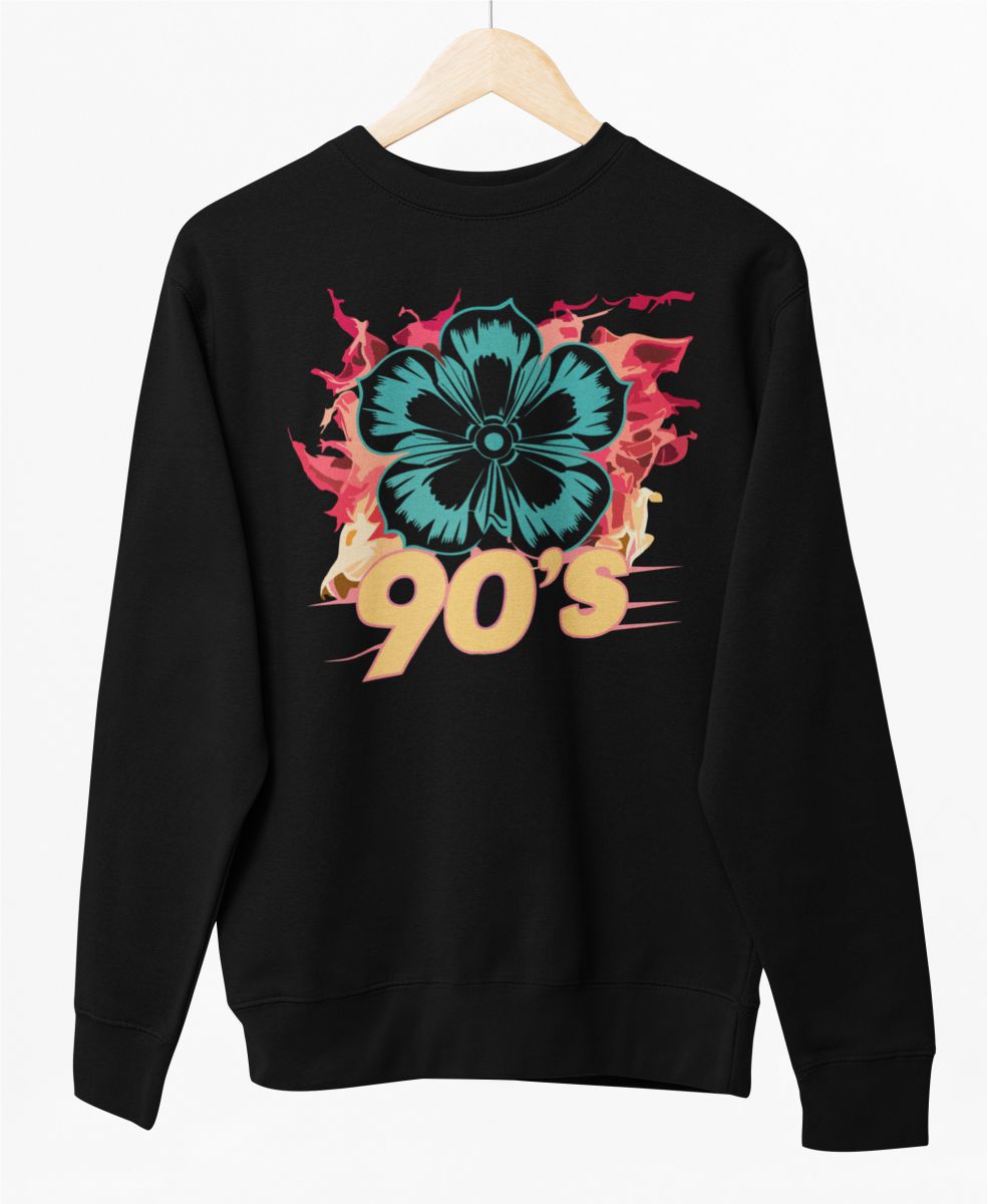 Svart UNISEX sweatshirt ”90's flower”