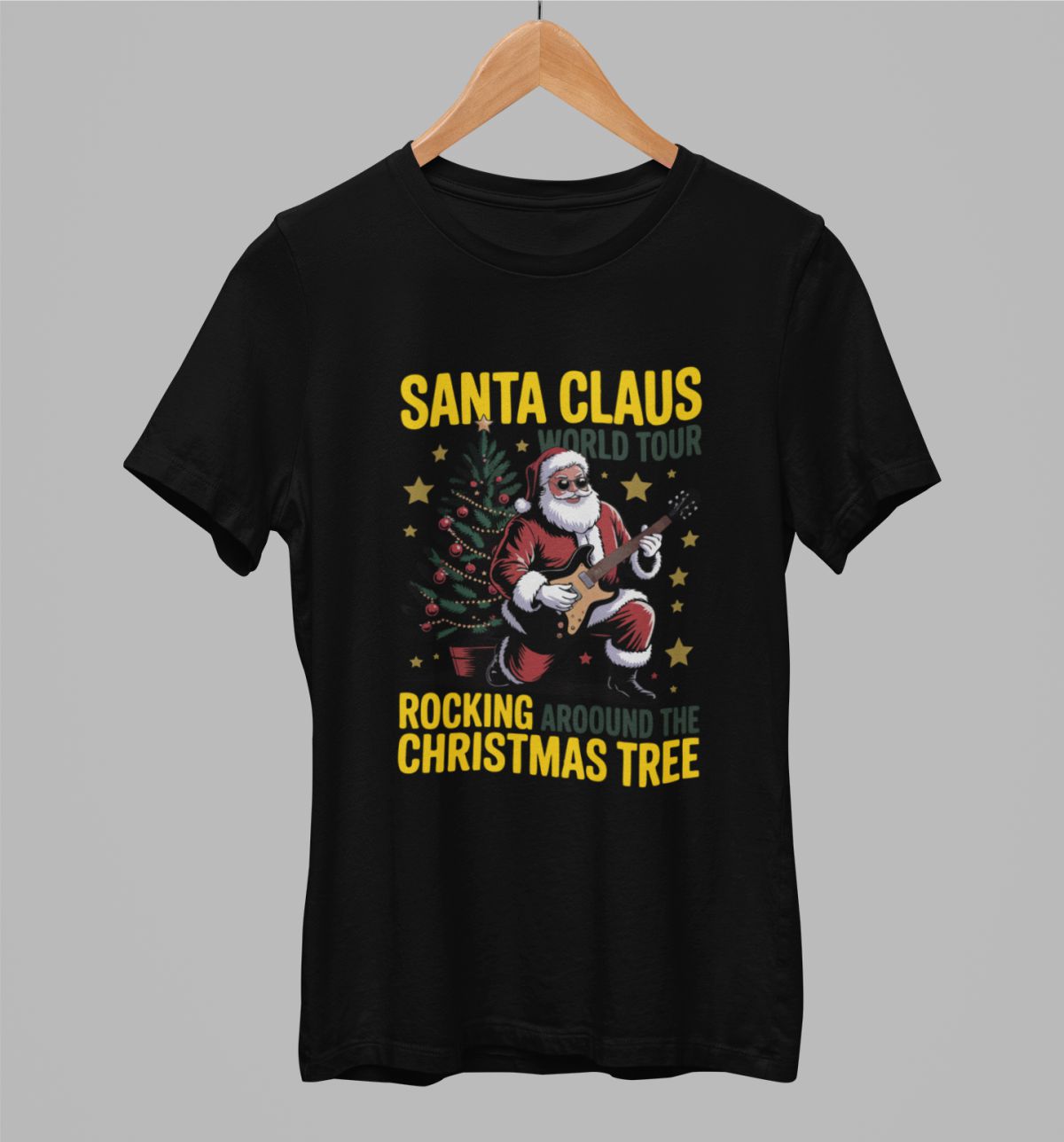 Czarna UNISEX koszulka Santa Claus world tour