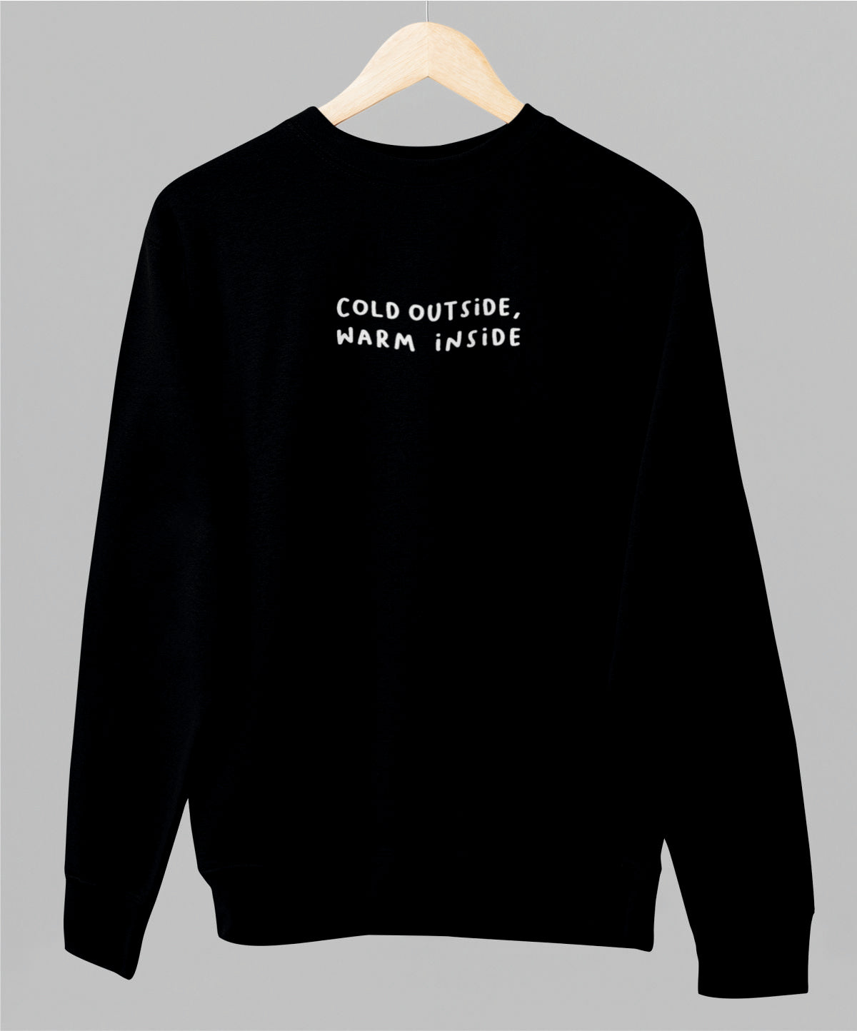 Musta unisex collegepaita "Cold outside"