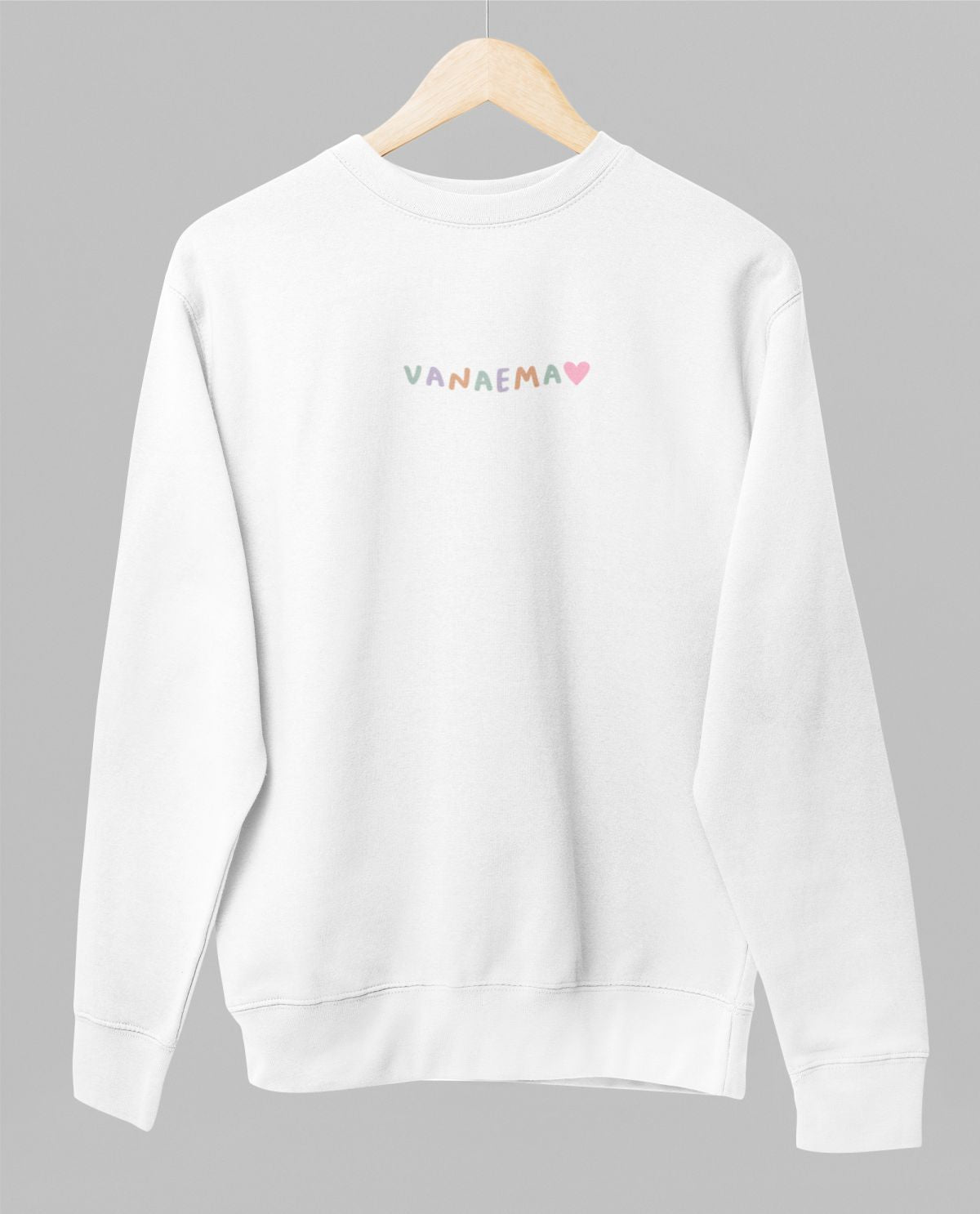 Valge UNISEX dressipluus ilma kapuutsita "Värviline vanaema"