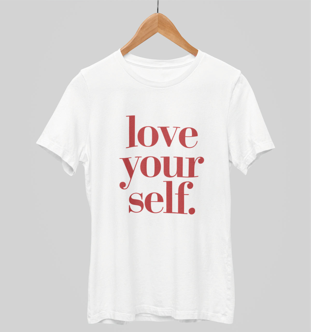 Valkoiset unisex T-paidat "Love yourself"