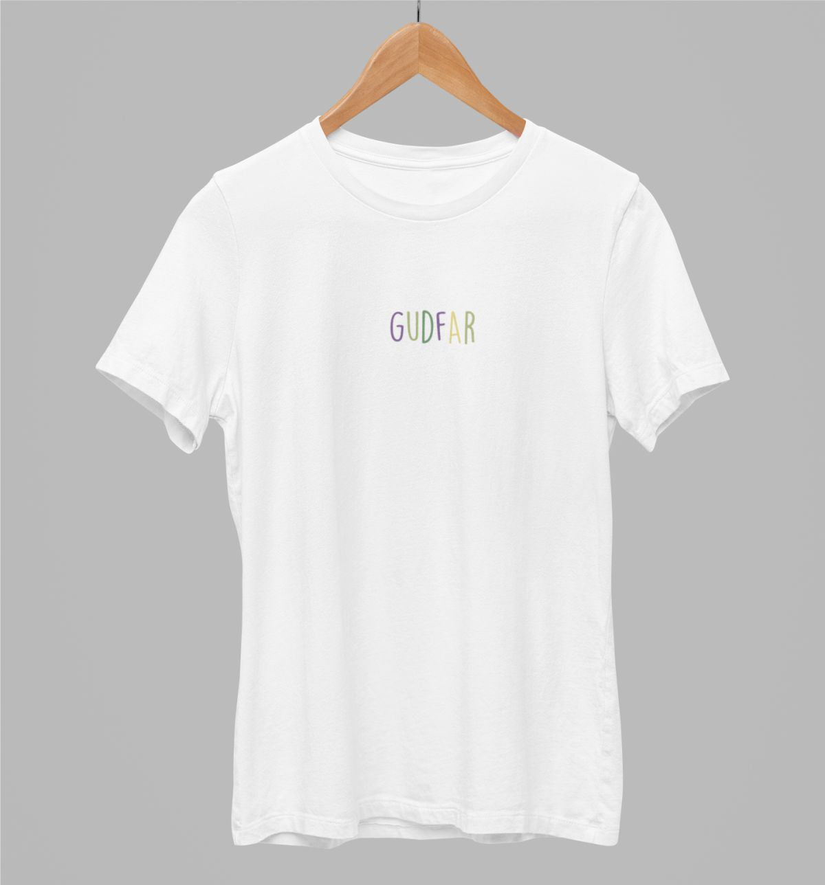 Vit UNISEX T-shirt “Färgglad gudfar”