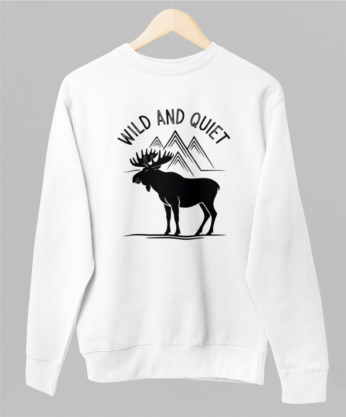 Valkoinen unisex collegepaita "Wild and quiet"