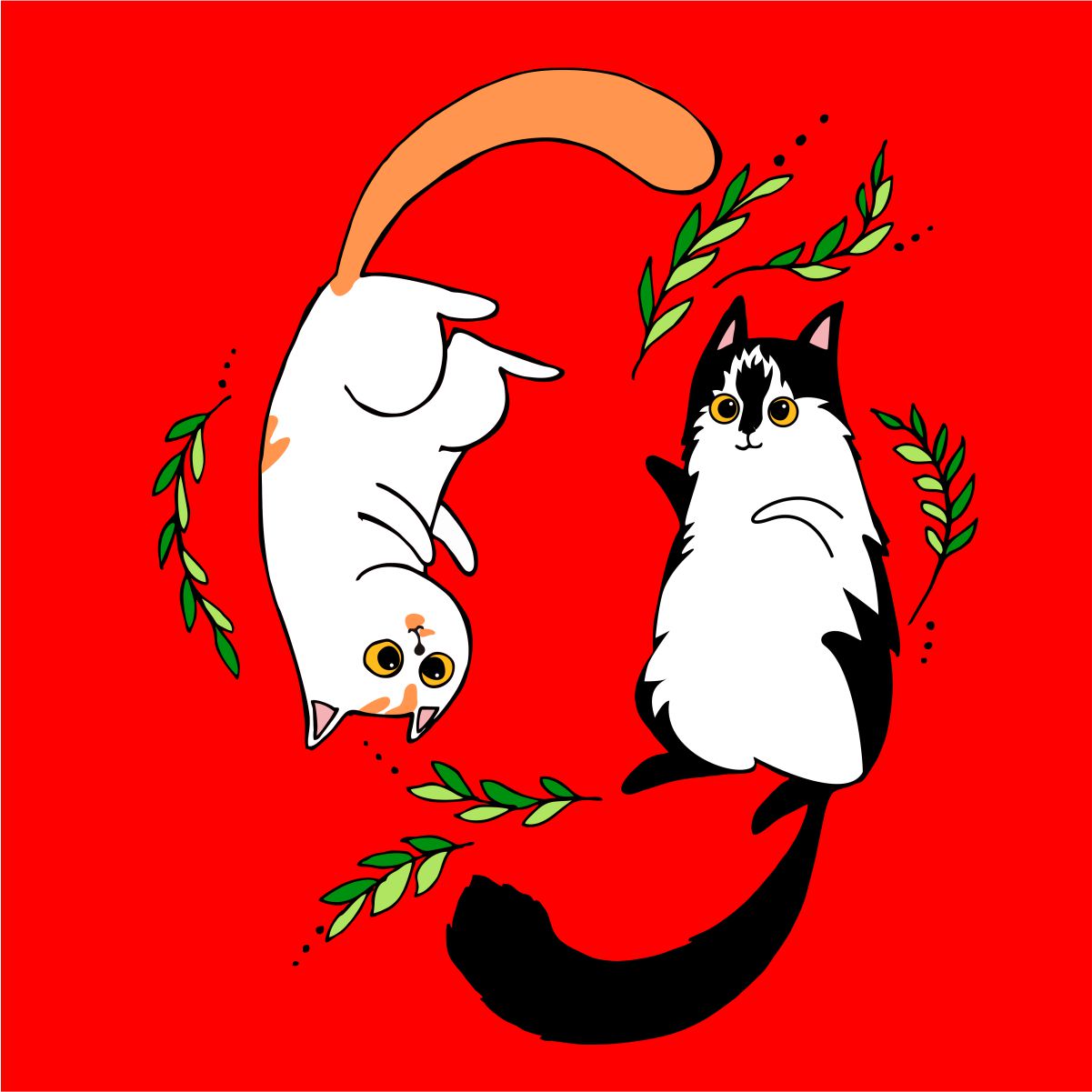 Punane UNISEX dressipluus ilma kapuutsita "Kassipojad"