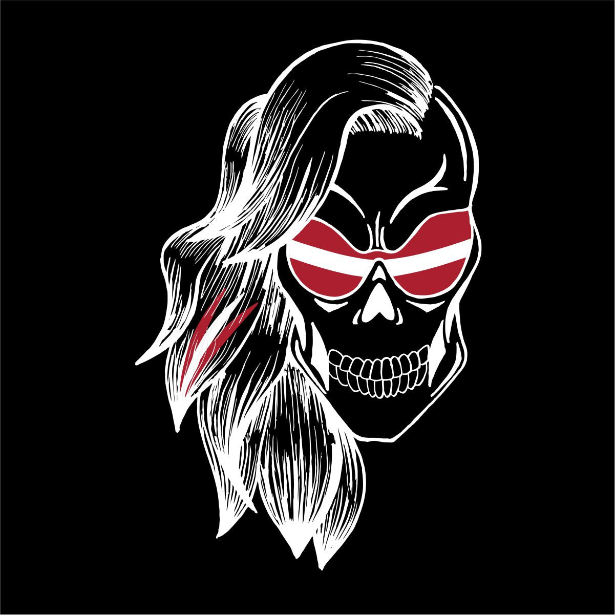 Melni UNISEX krekli "Latviešu galvaskauss"