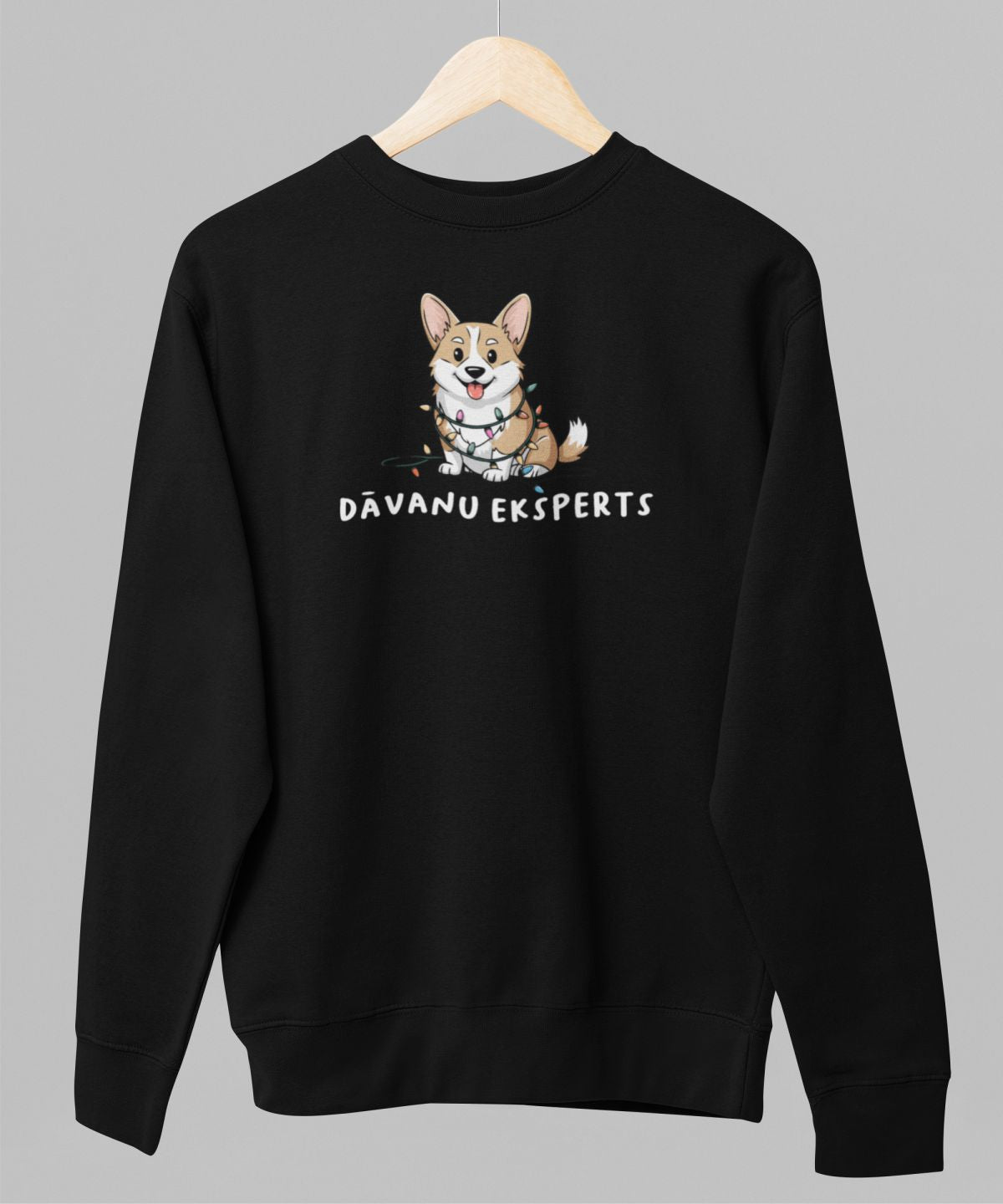 Melns UNISEX džemperis bez kapuces "Dāvanu eksperts"