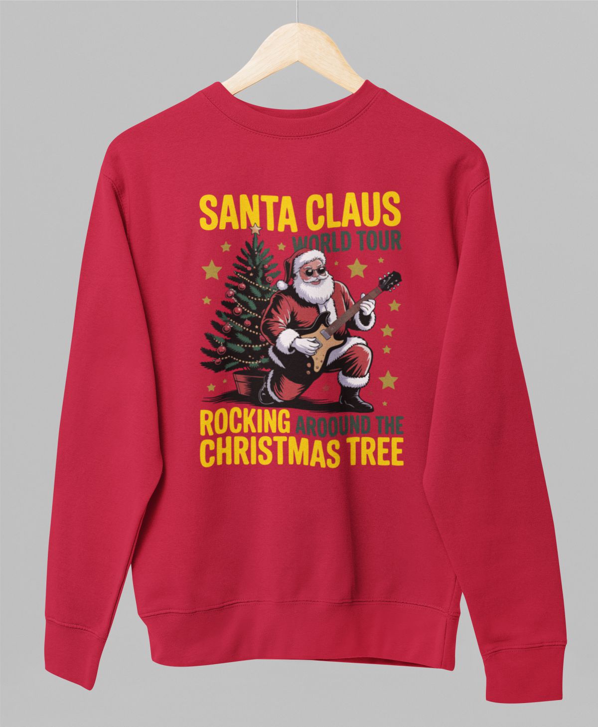 Punane UNISEX dressipluus ilma kapuutsita "Santa Claus world tour"