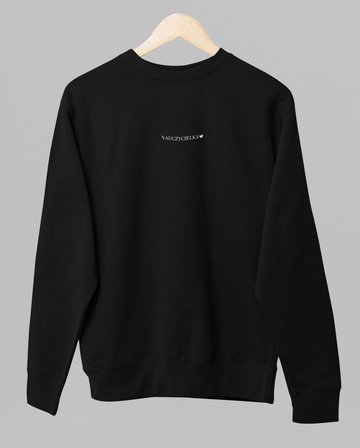 Czarna UNISEX bluza "Nauczycielka  z serduszkiem"