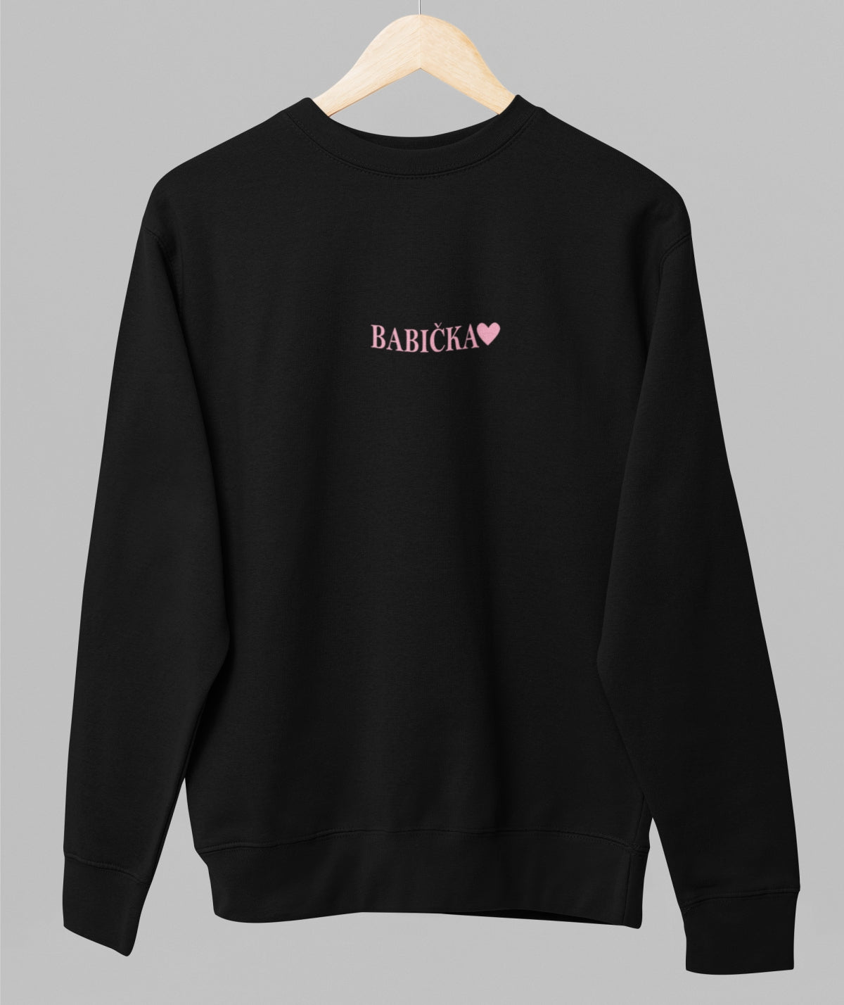 Black unisex sweatshirt "Minimalistická babička"