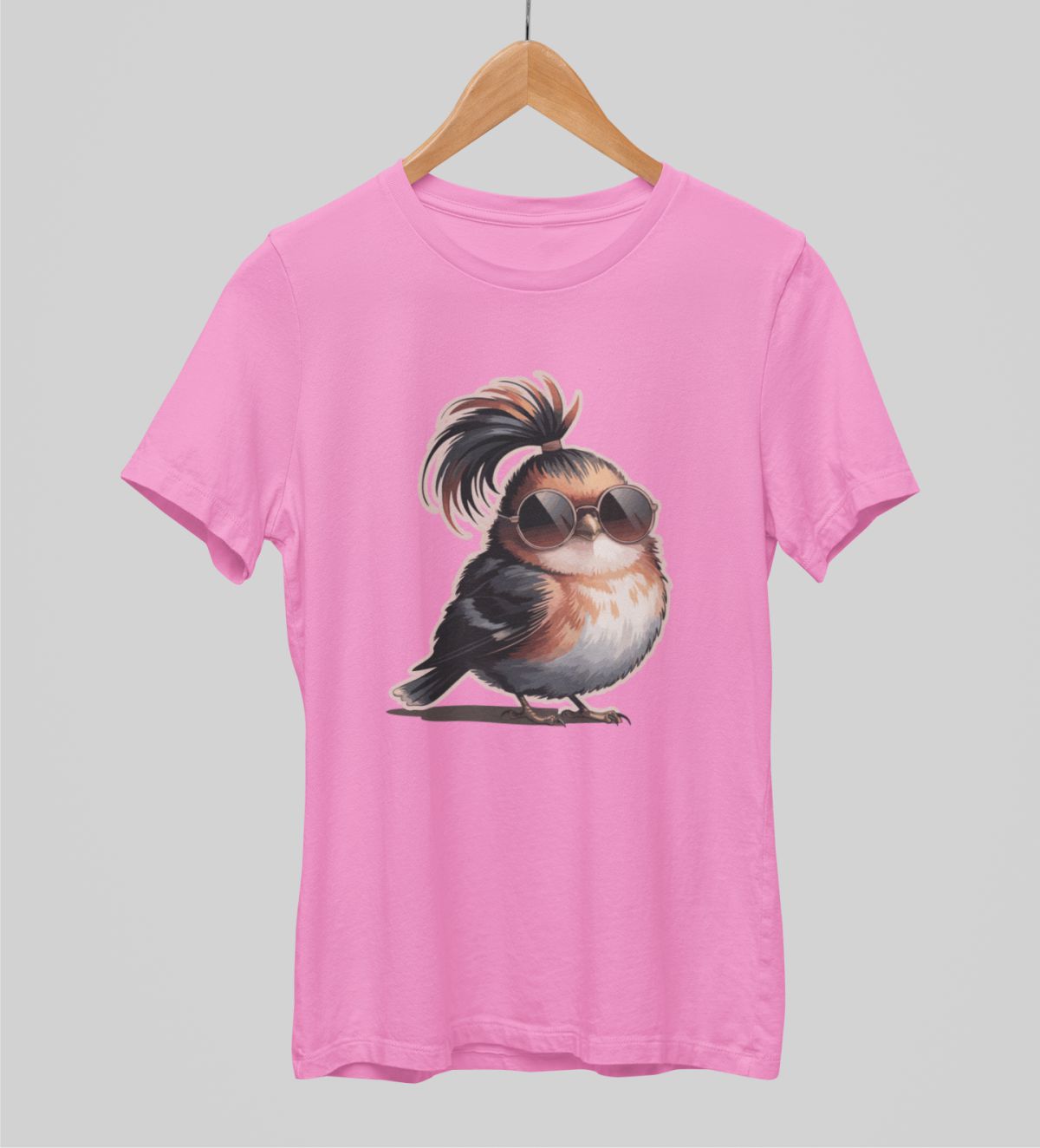 Růžové unisex tričko "Stylový ptáček"