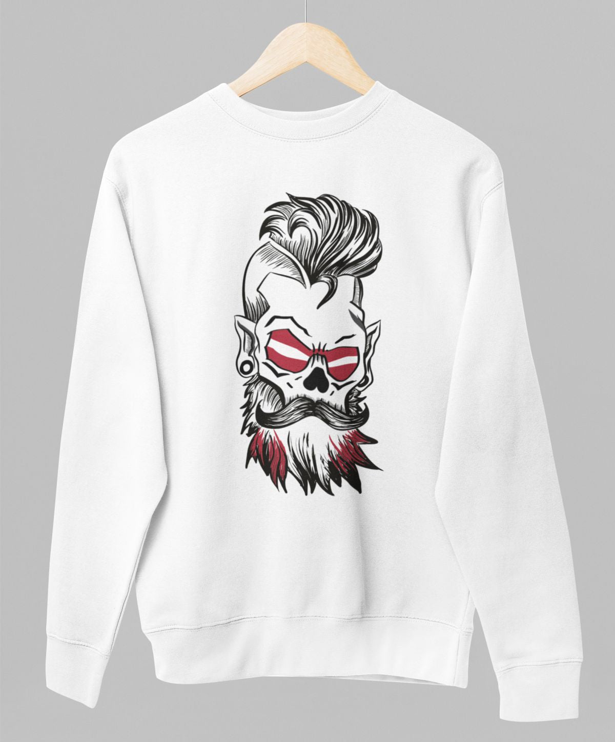 Balts UNISEX džemperis bez kapuces "Latviešu bārda"