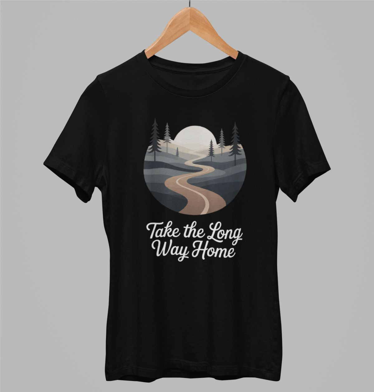 Mustat unisex T-paidat "Take the long way home"