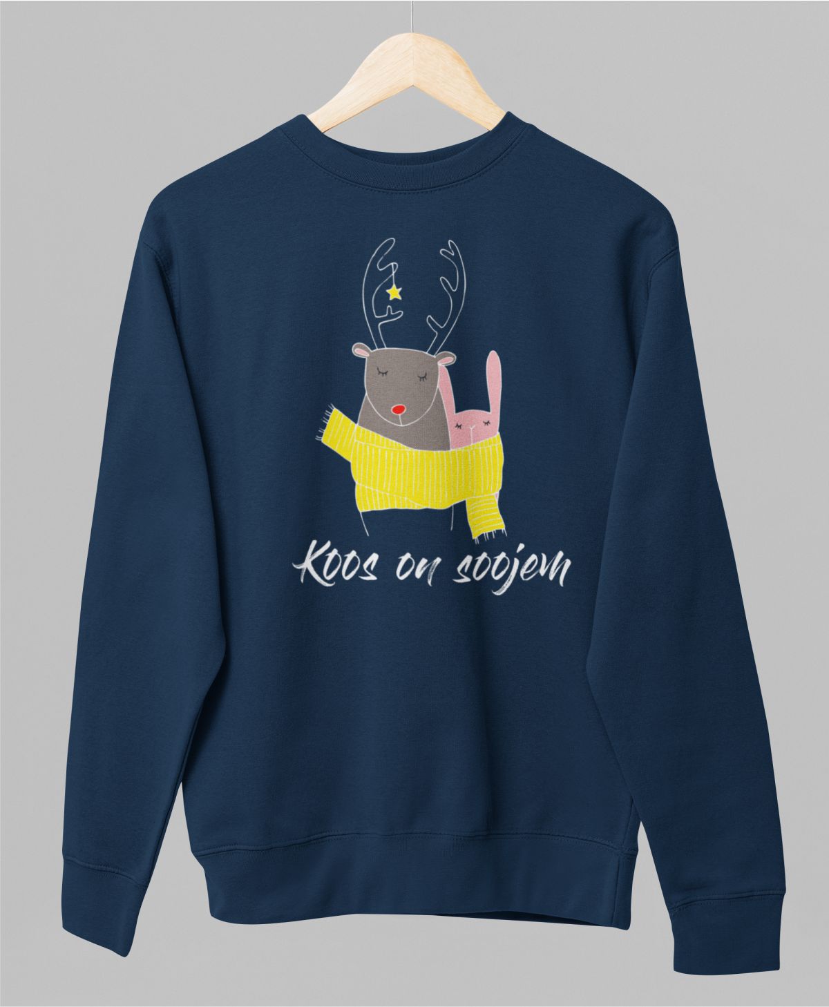 Sinine UNISEX pusaer ilma kapuutsita "Koos ou soojem"