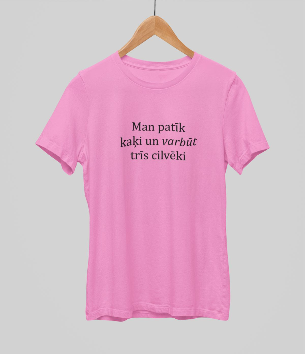 Rozā UNISEX krekli "Man patīk kaķi un varbūt trīs cilvēki"