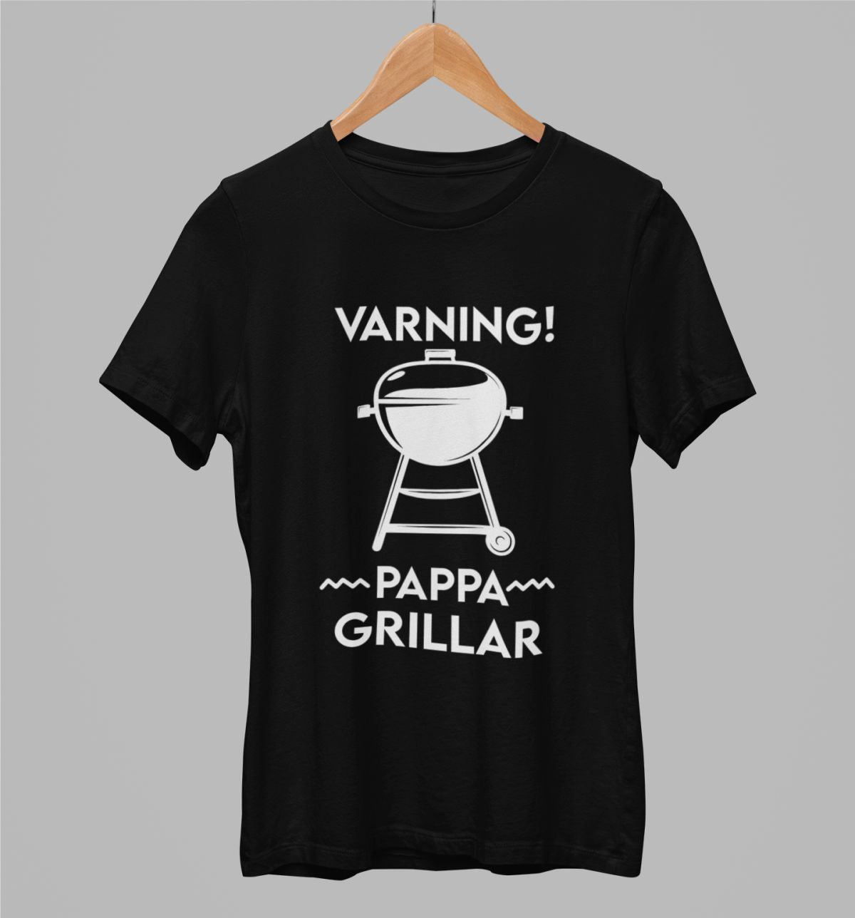 Svart UNISEX T-shirt “Varning! Pappa grillar”
