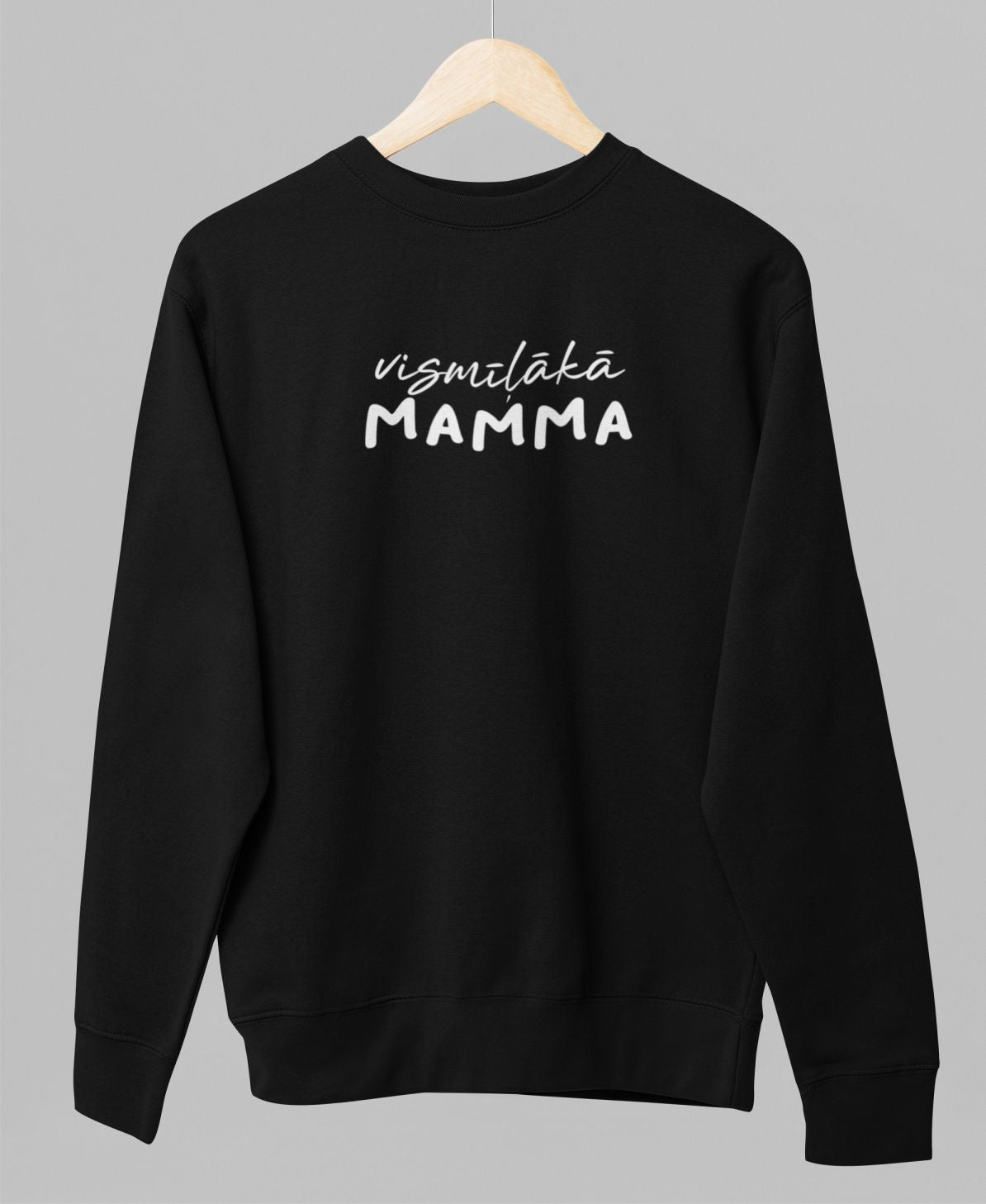 Melns UNISEX džemperis bez kapuces "Vismīļākā mamma"