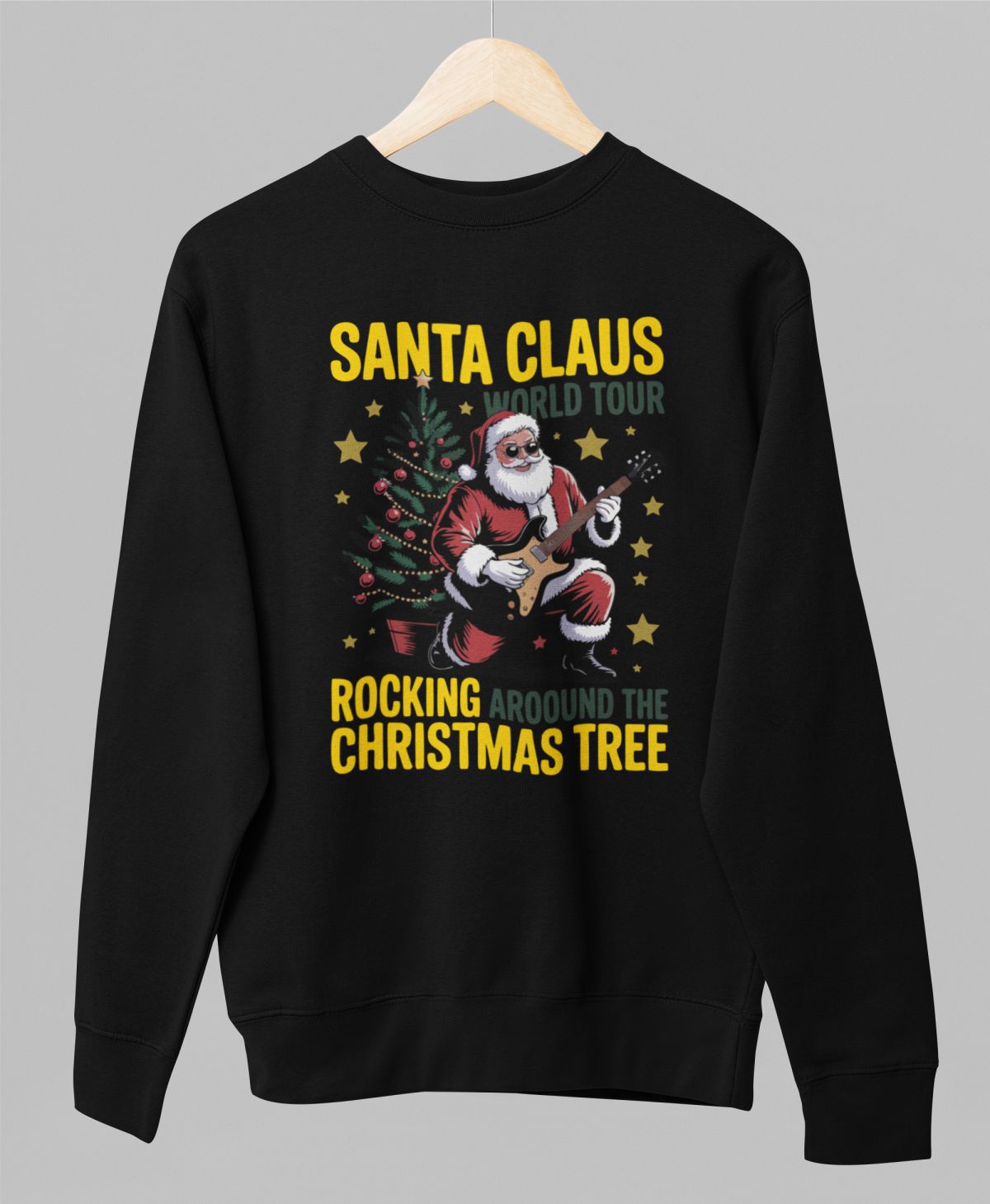 Must UNISEX dressipluus ilma kapuutsita "Santa Claus world tour"