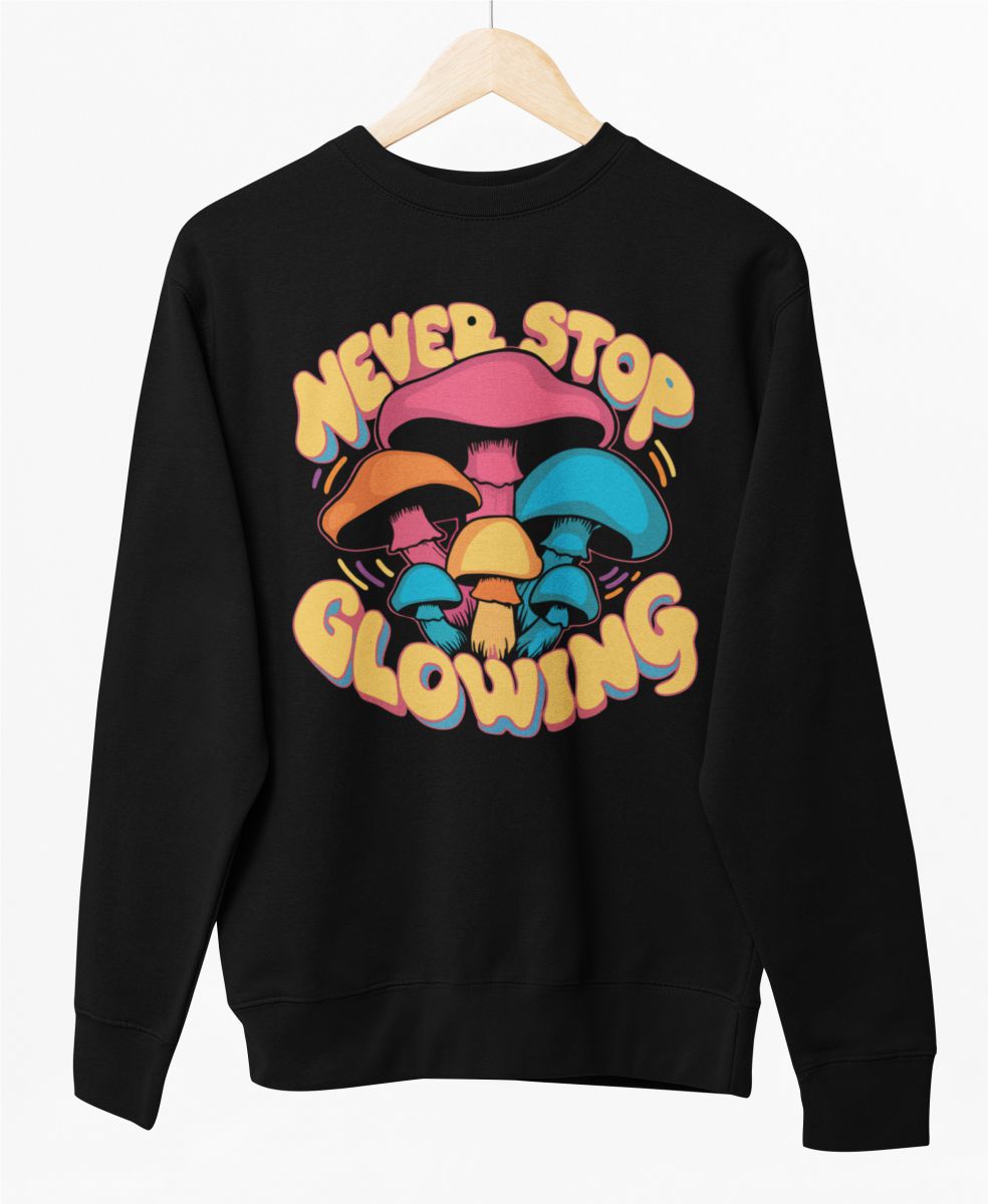 Must UNISEX dressipluus ilma kapuutsita "Never stop glowing"