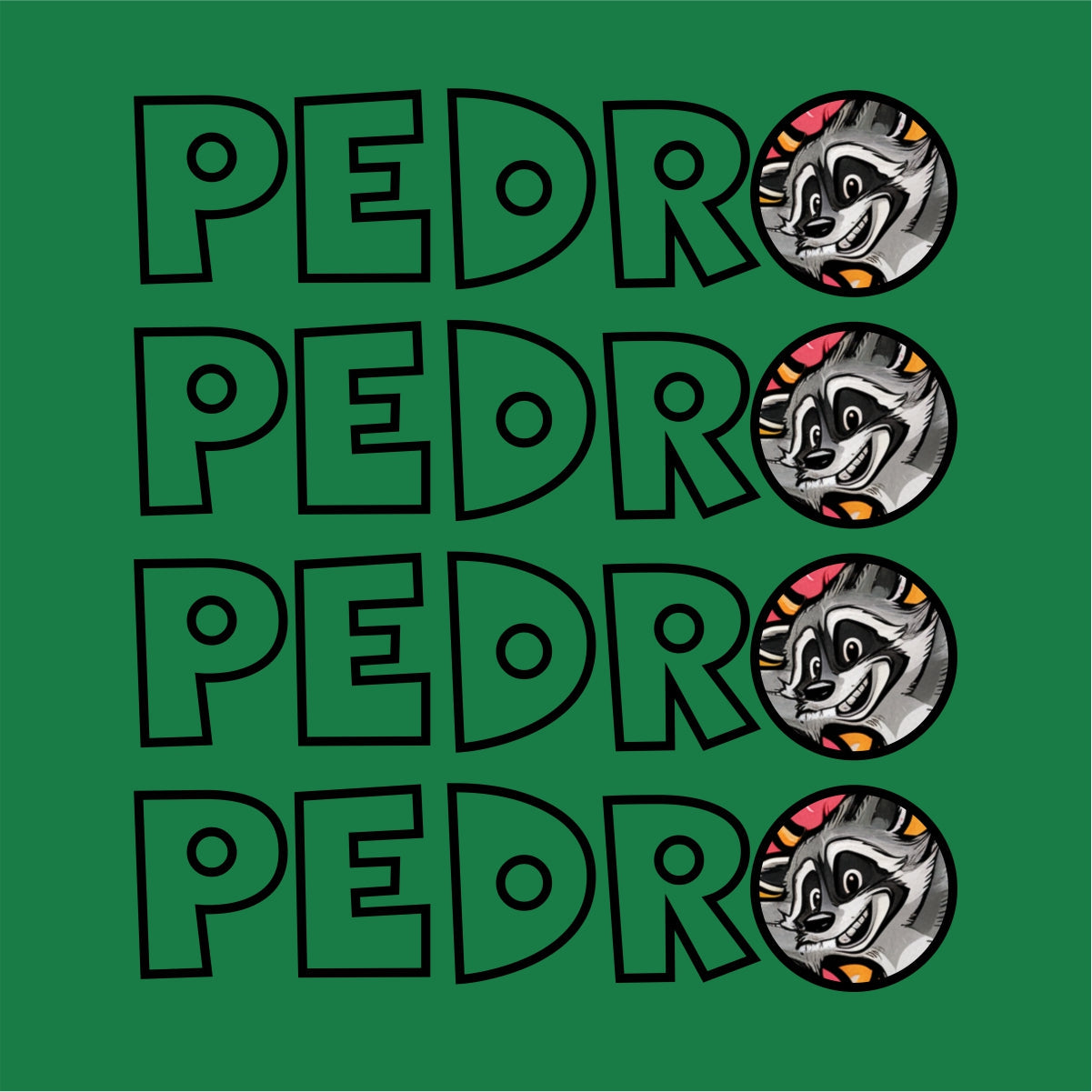 Zielona UNISEX koszulka Pedro Pedro Racoon (Wydrukowane. Wysyłamy od razu.)