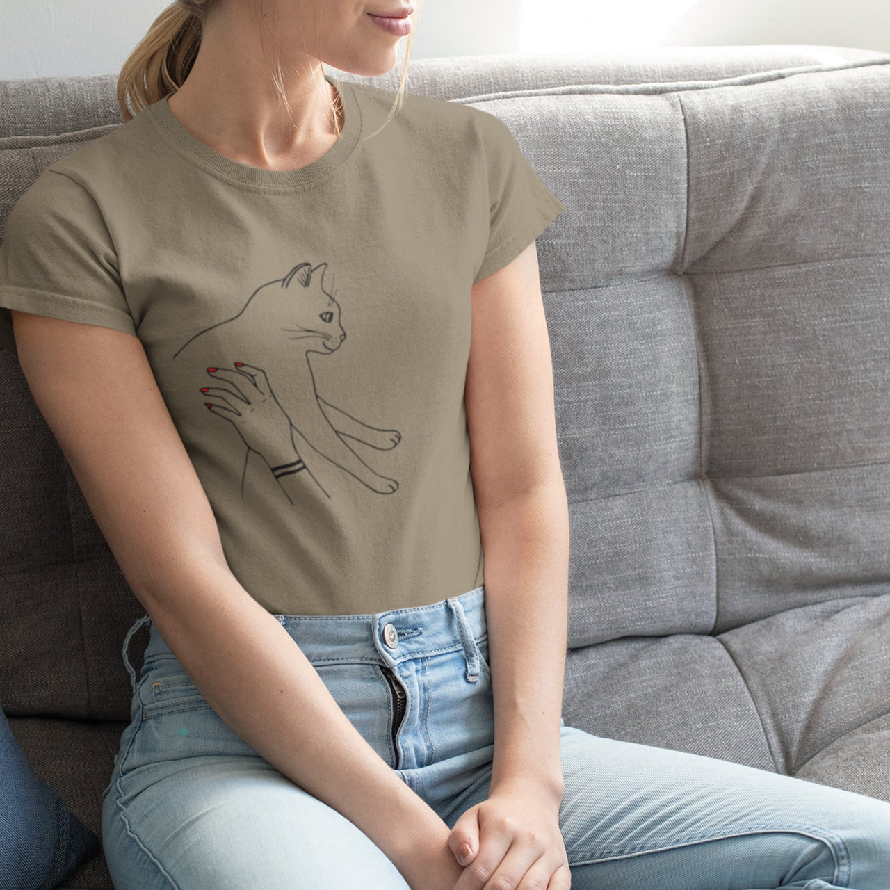 Khaki värvi T-särk kassiga (UNISEX T-särk)