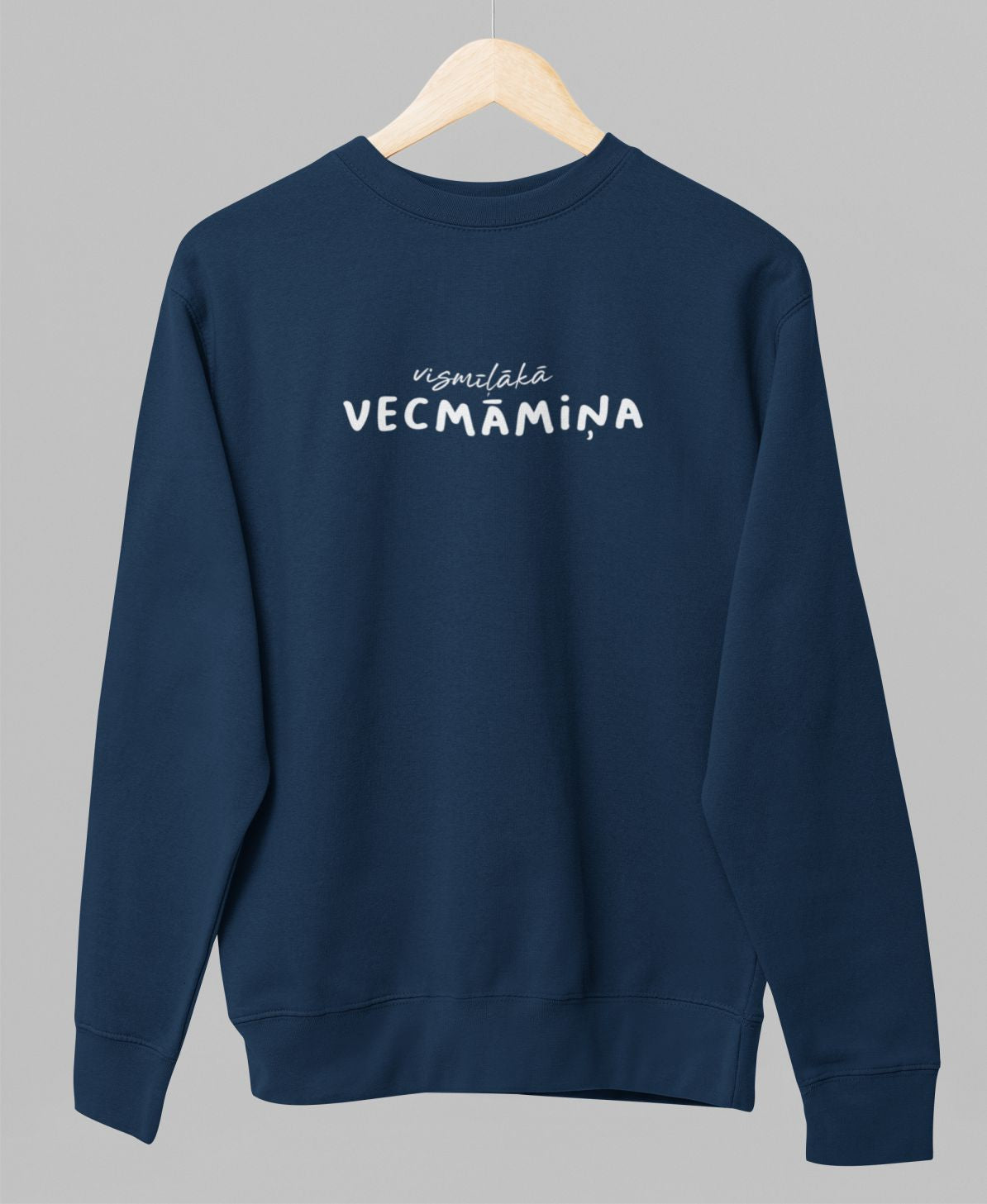 Zils UNISEX džemperis bez kapuces "Vismīļākā vecmāmiņa"